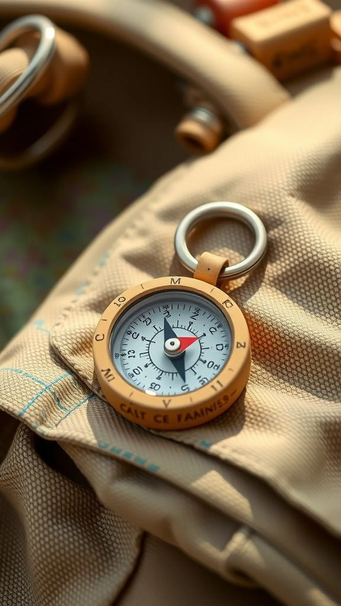 Cork keychain compass for quick direction checking