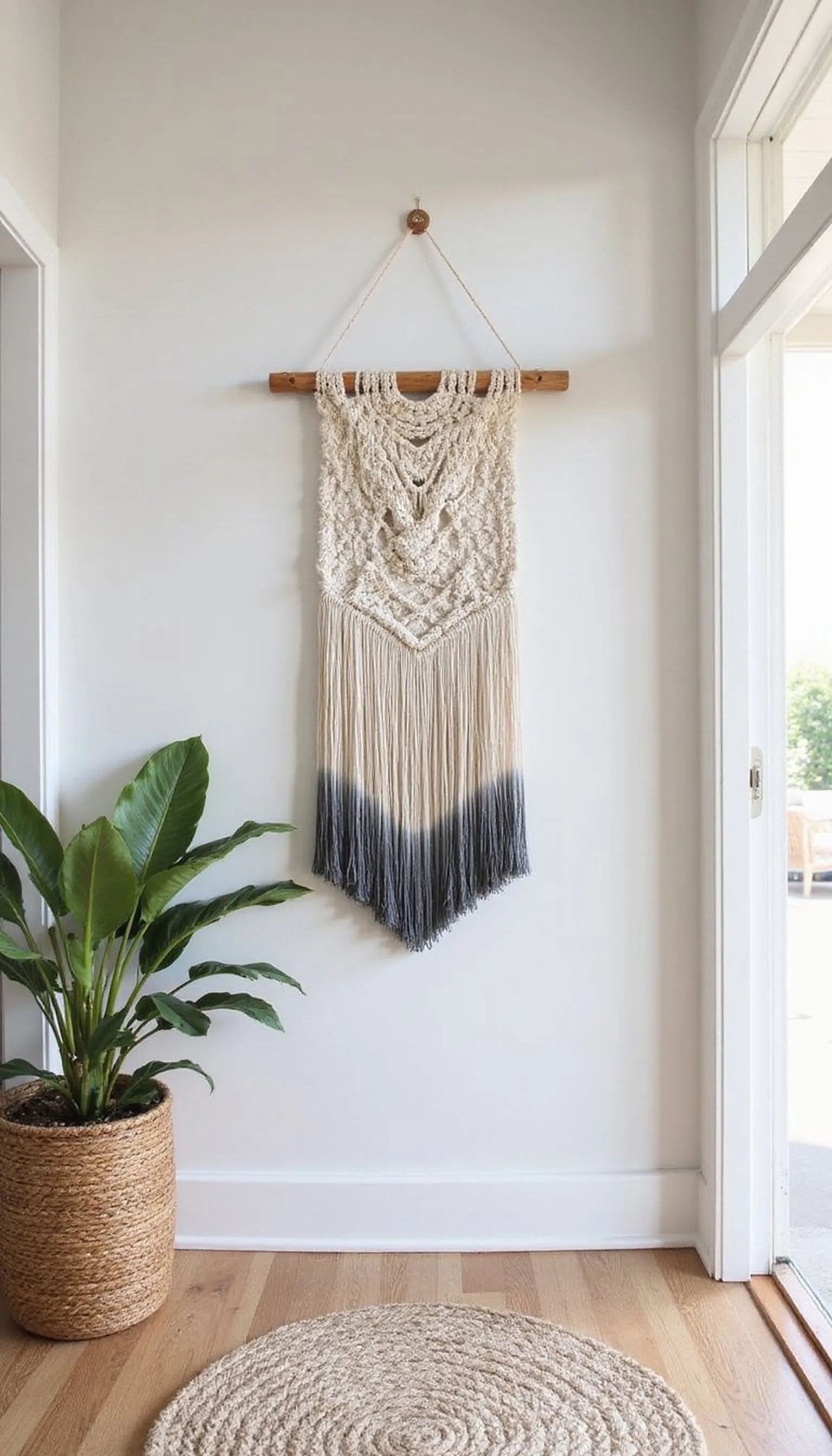 Ombre fringe macrame with soft color fade