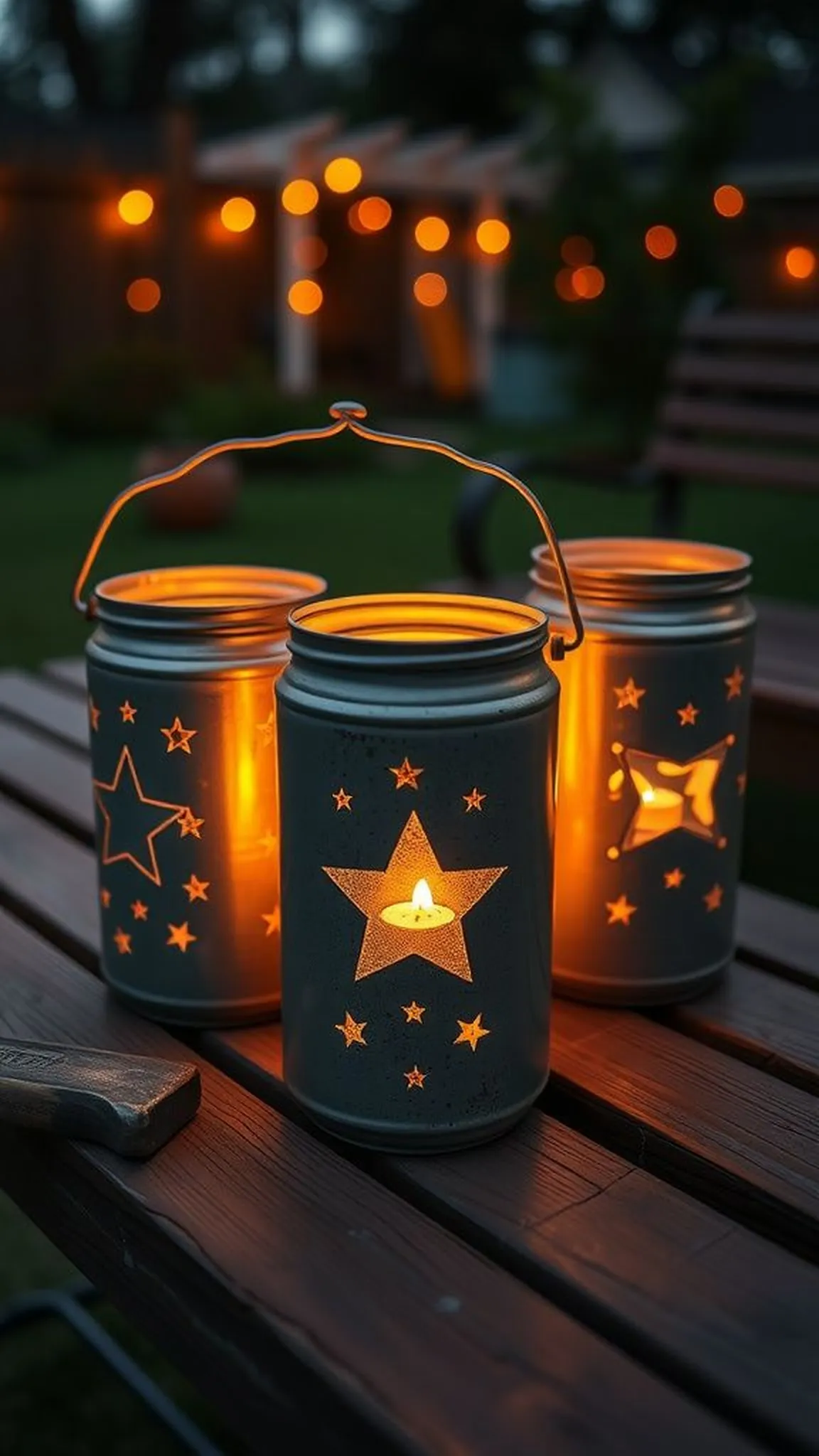 Tin can hurricanes with punched star patterns