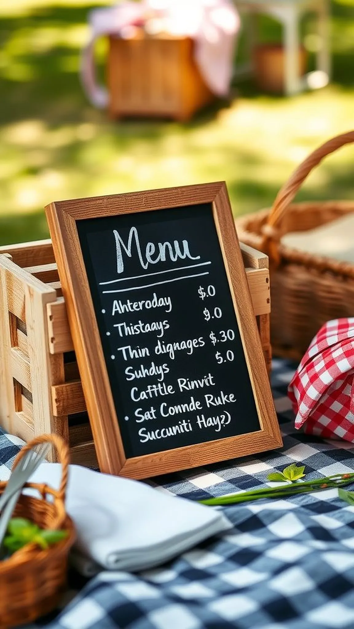 Chalkboard picnic menu for playful mealtime charm