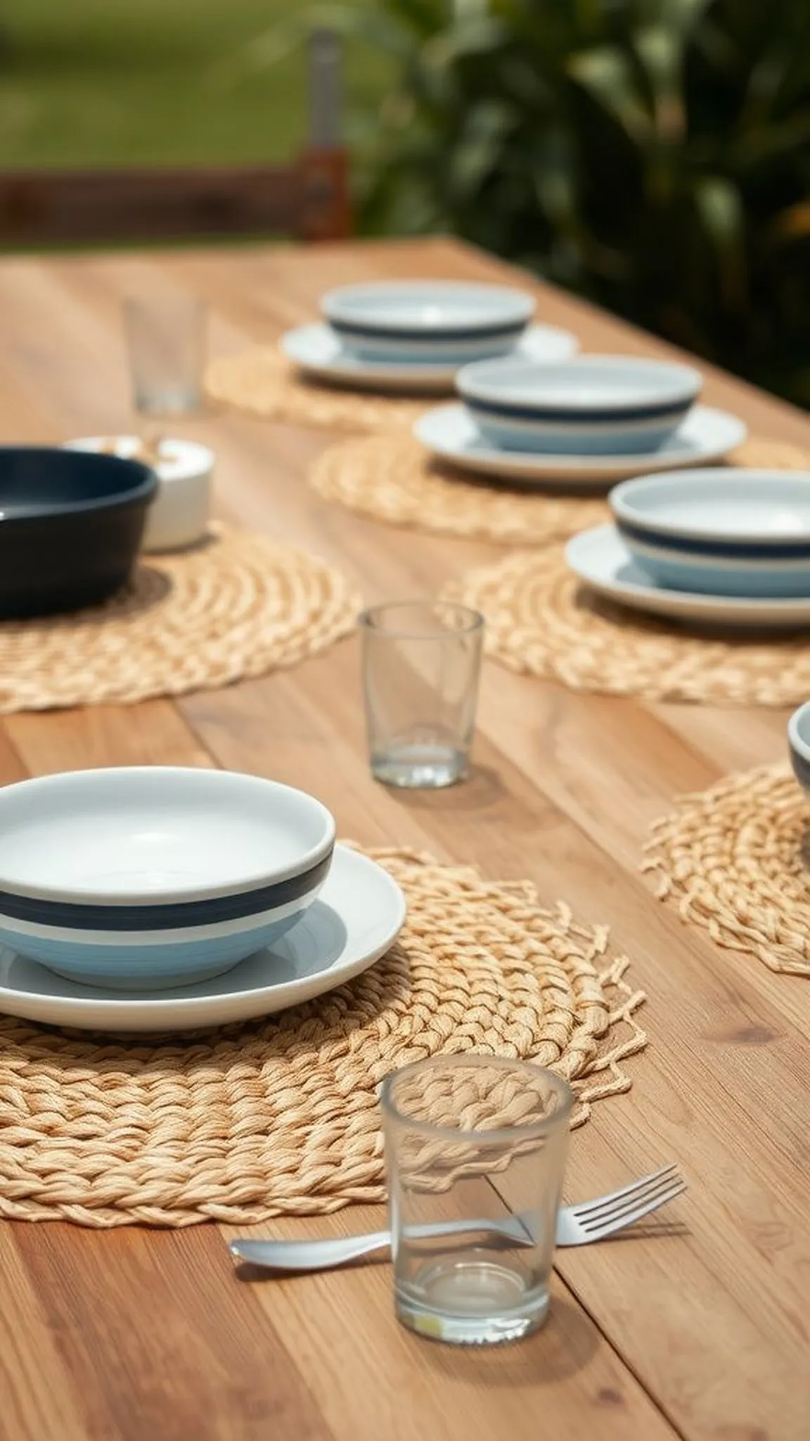 DIY seagrass placemats for a coastal picnic feel