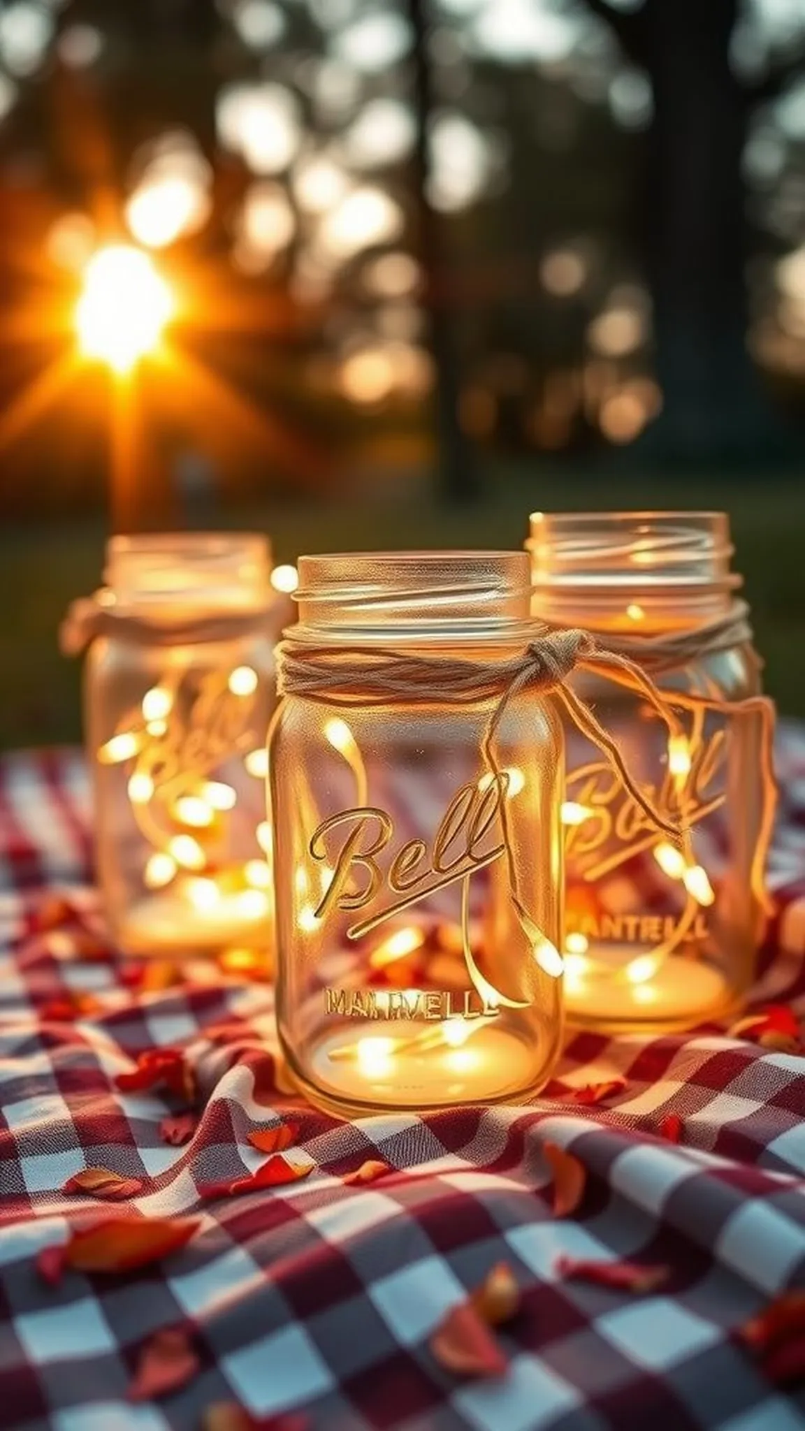 Mason jar lanterns for golden evening glow