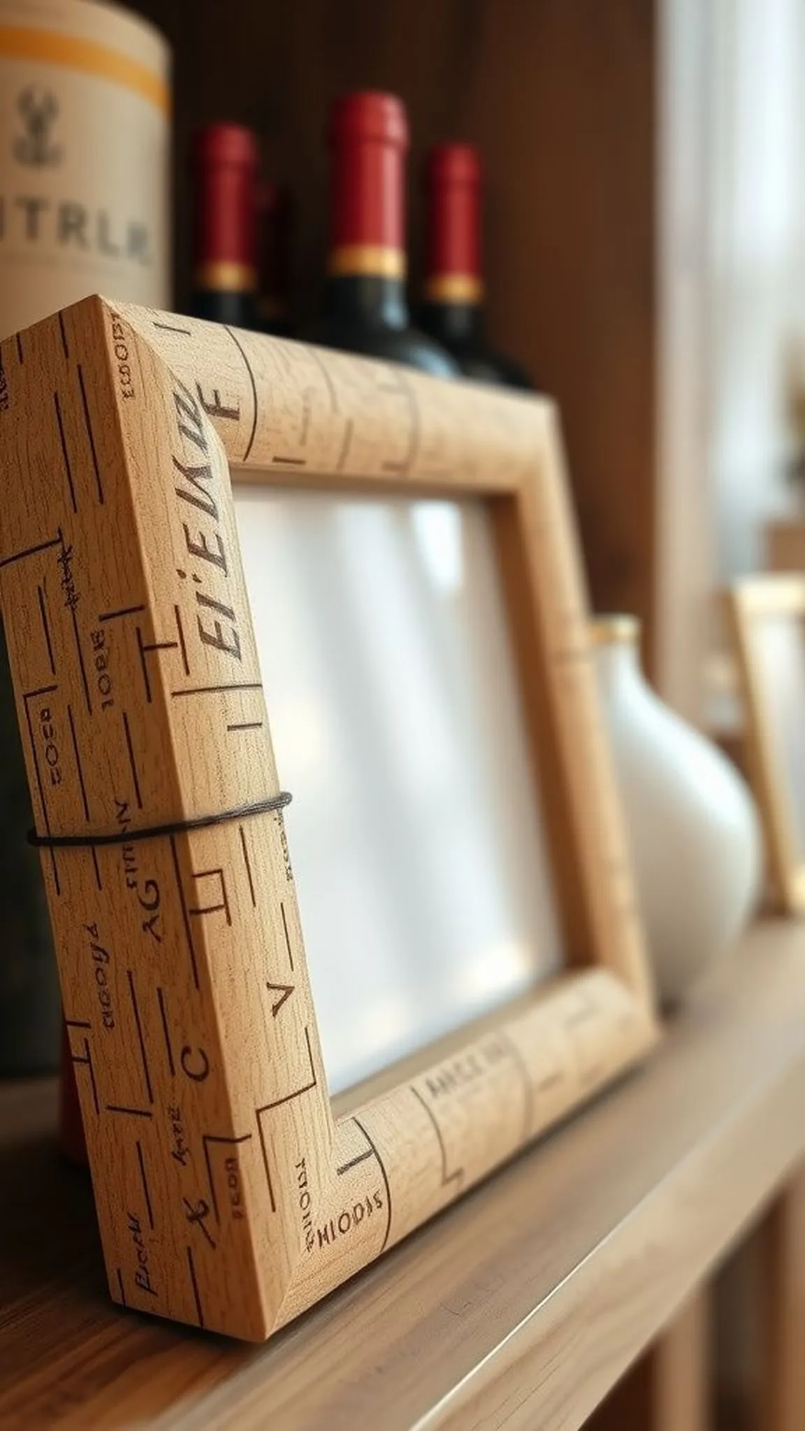 Framed photo border with cork texture