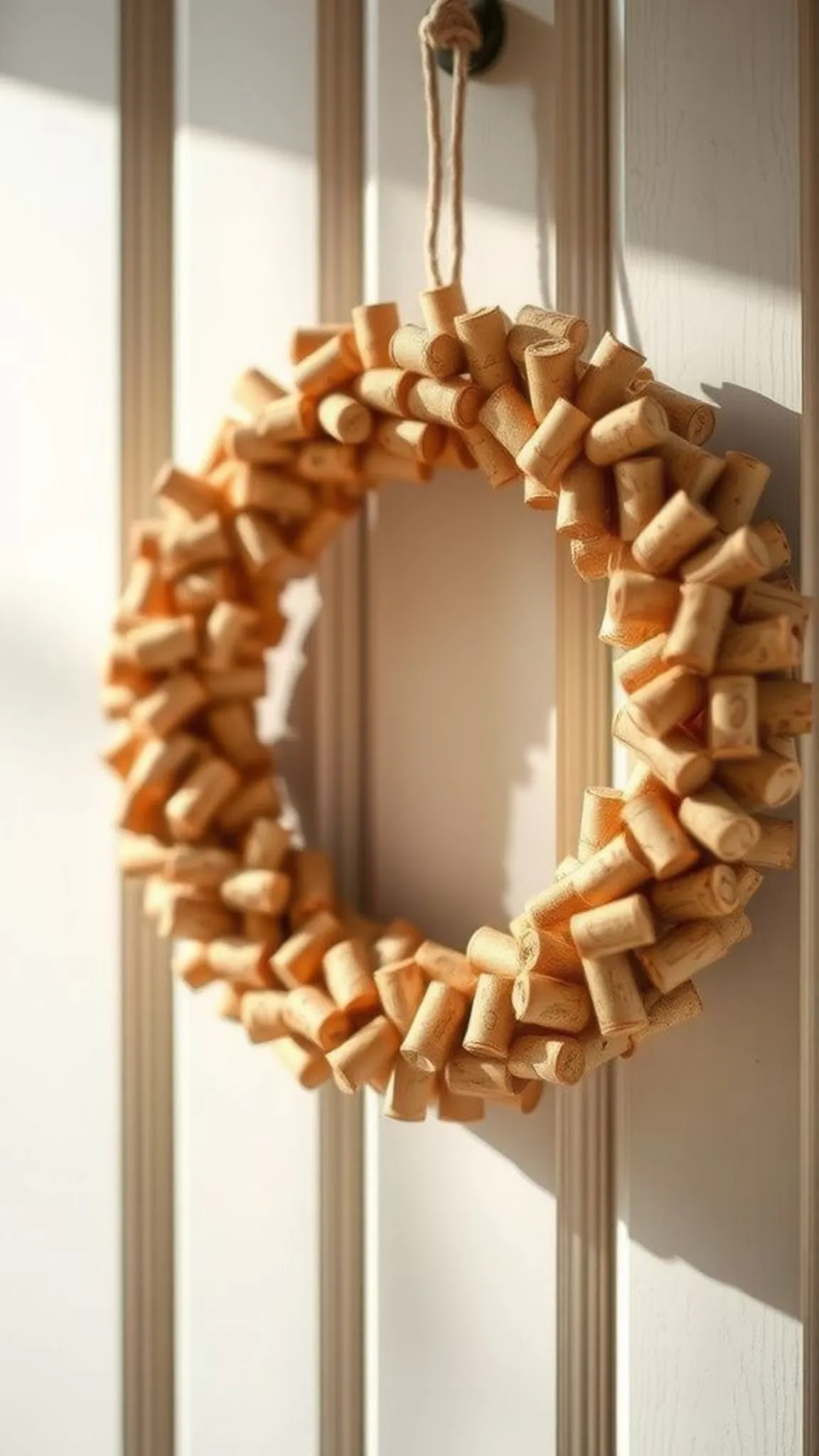 Front-door wreath from recycled wine corks