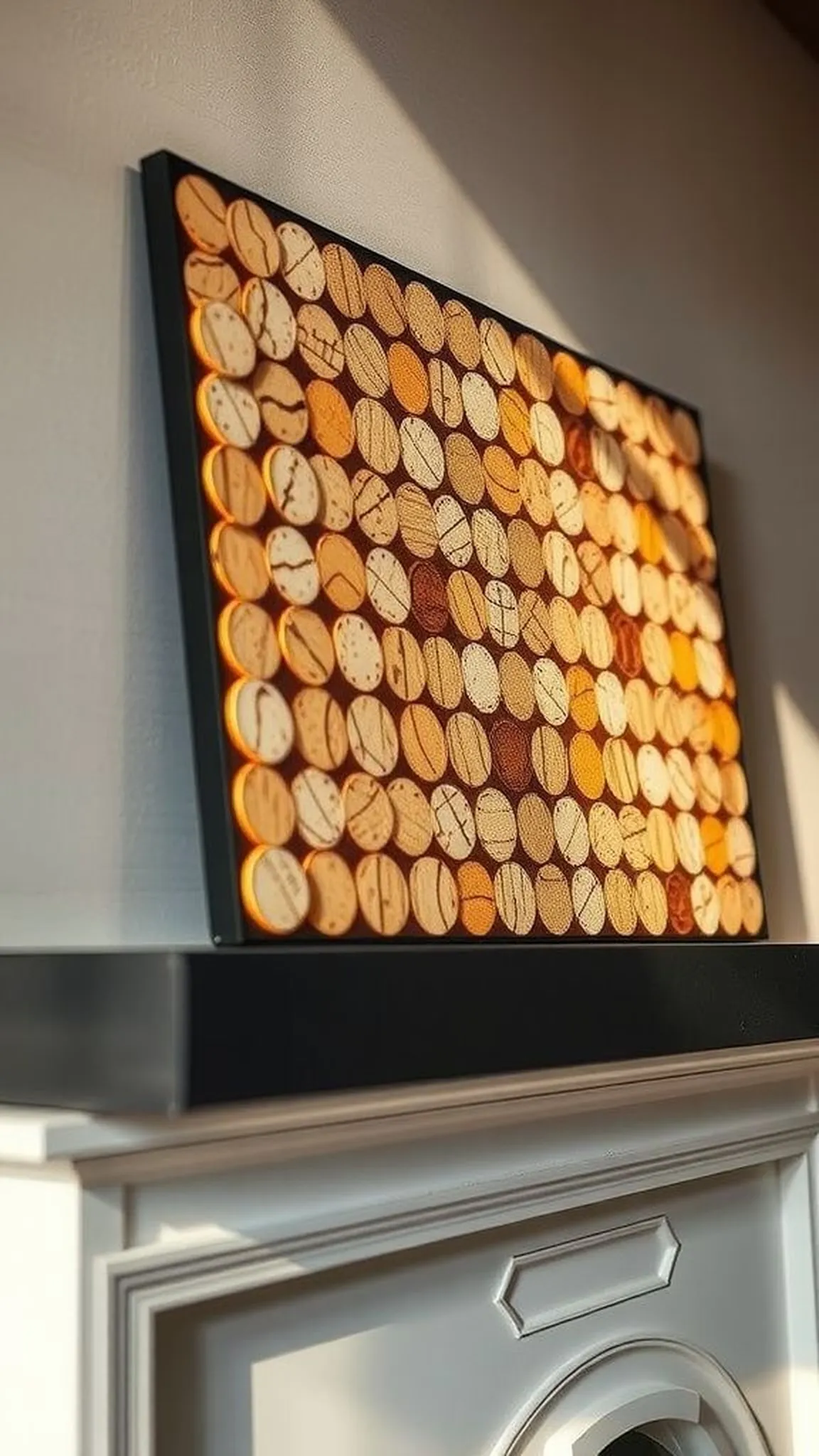 Mosaic wall art from sliced cork faces