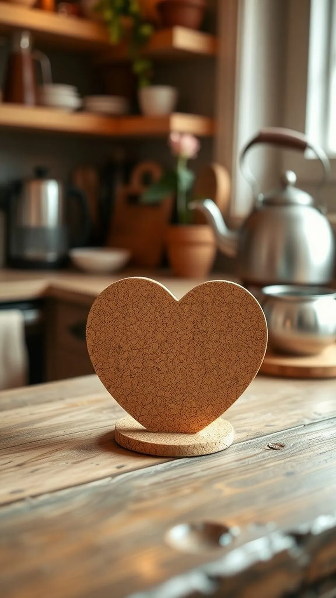 Place a cork trivet shaped like a heart