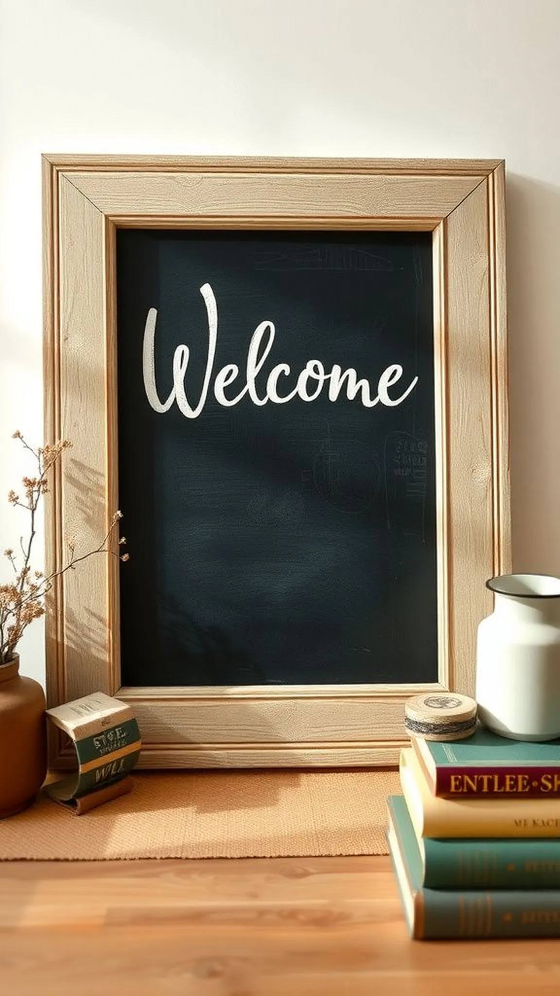 Distressed picture frame chalkboard sign, vintage vibe