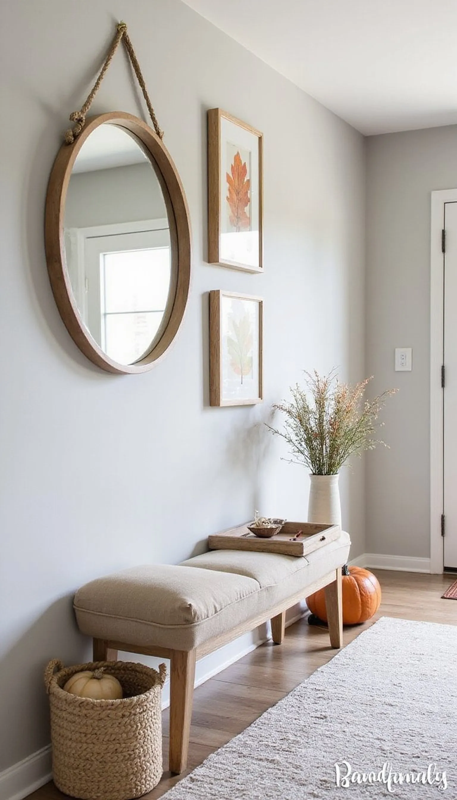 Gallery wall with seasonal prints and mirror