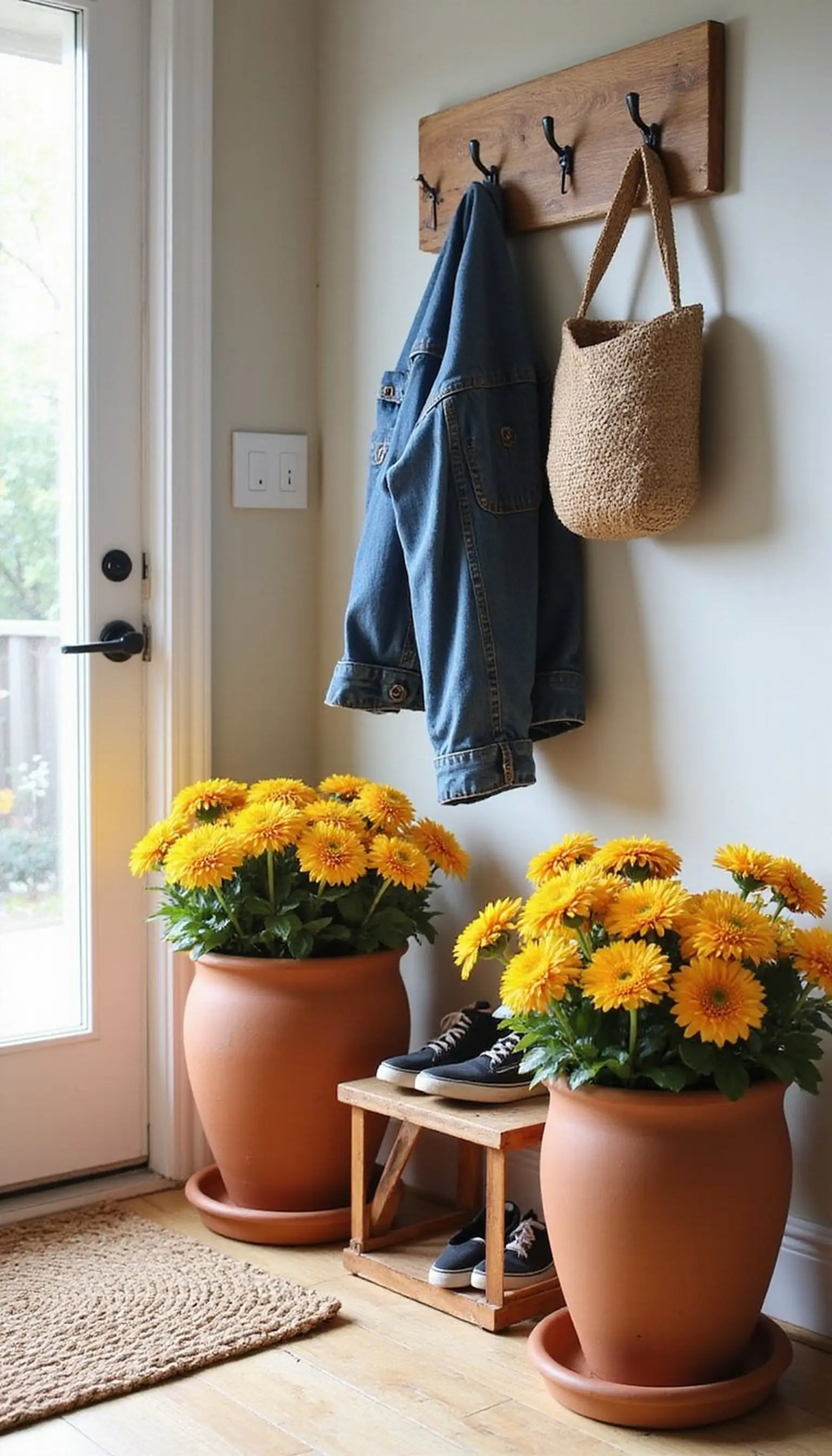Playful pops: mums in terracotta pots and hooks