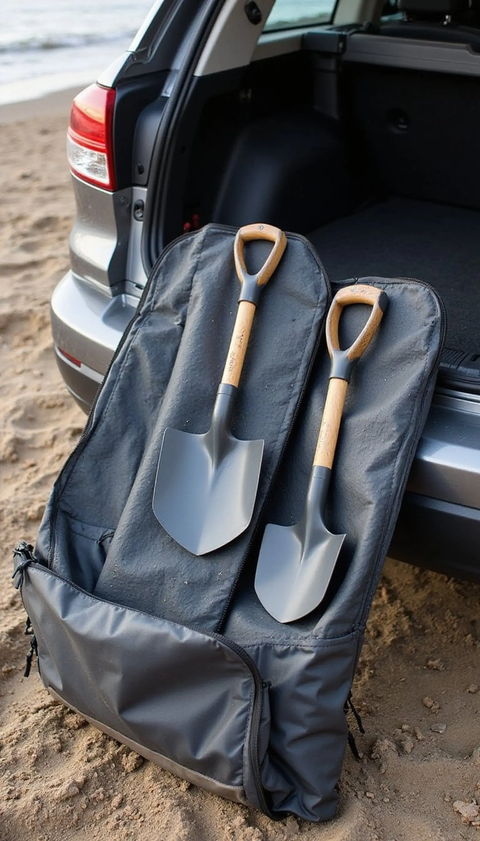 Compact Shovel and Traction Mats for Sand or Mud
