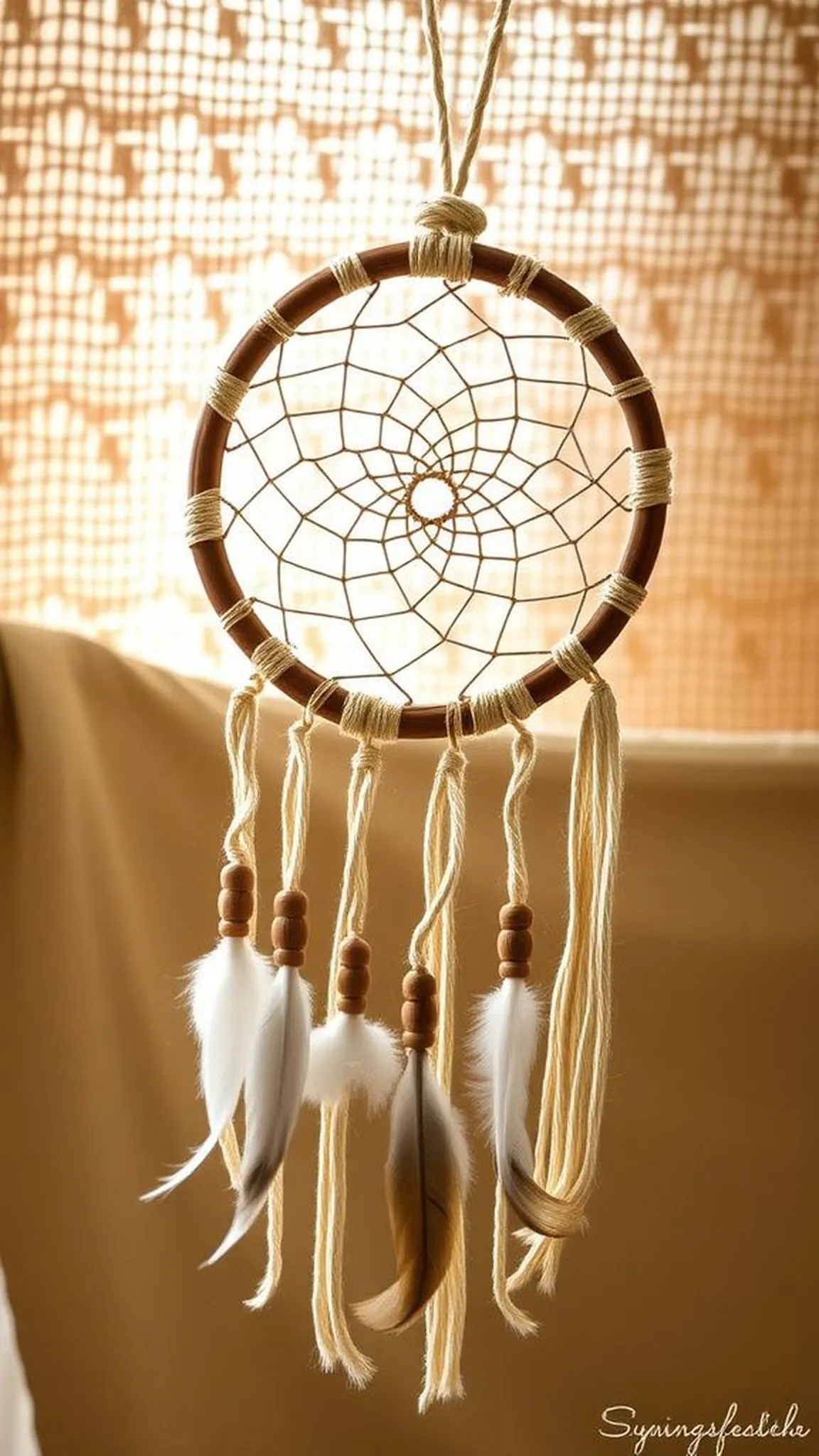Hoop dreamcatcher with yarn and beads