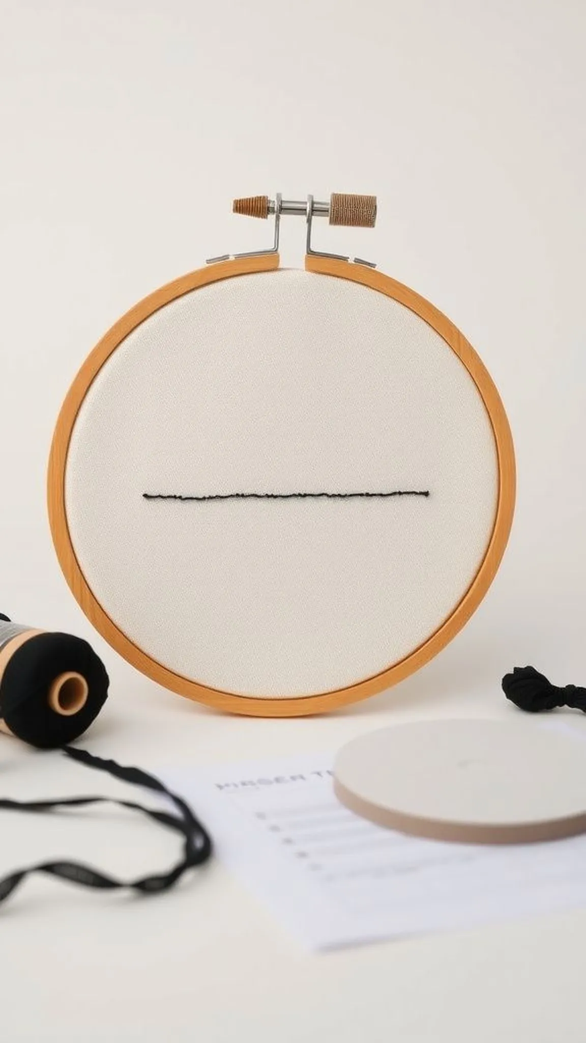Minimalist hoop with embroidered line art portrait