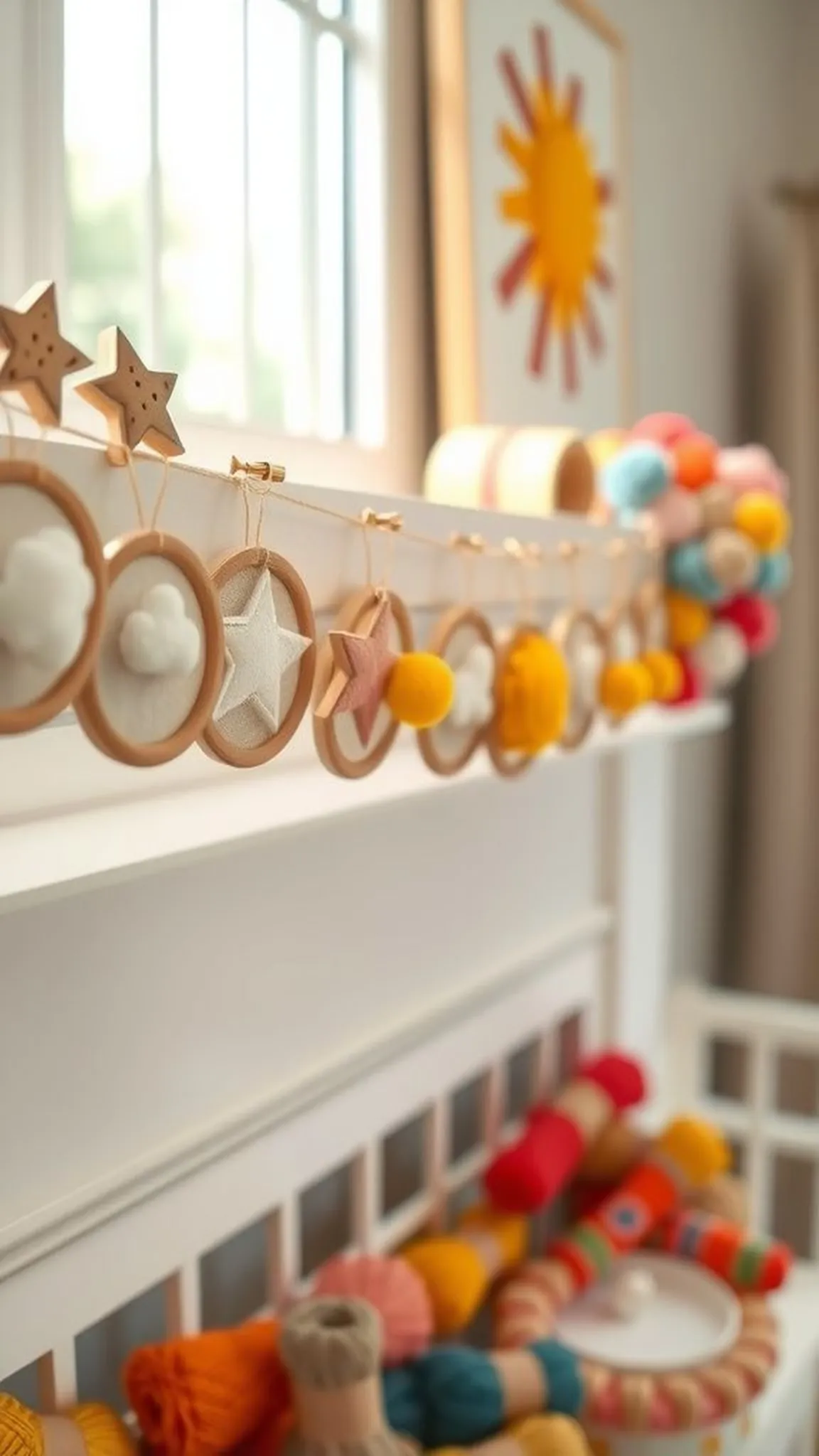 Playful hoop garland of mixed mini hoops