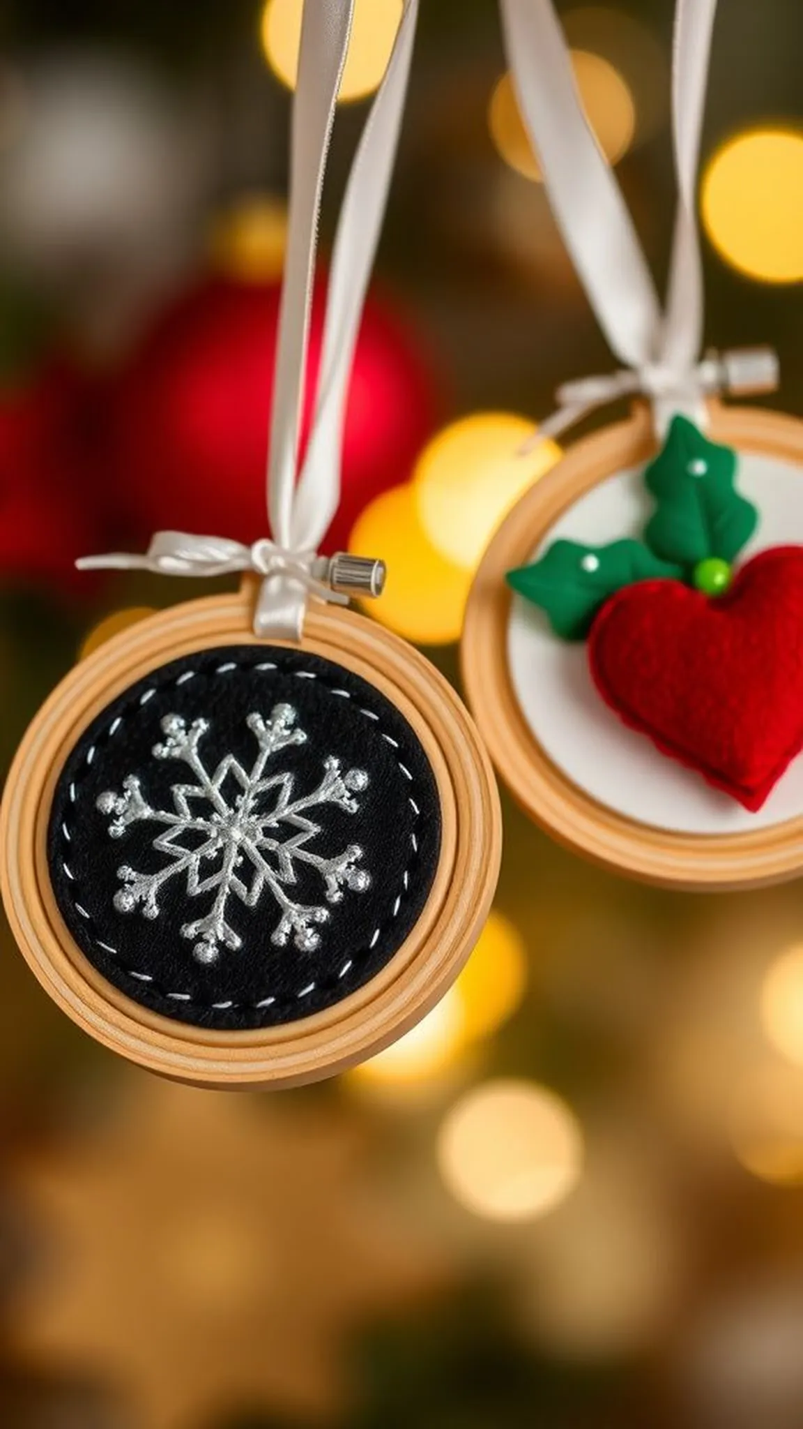 Seasonal holiday ornament hoop trio