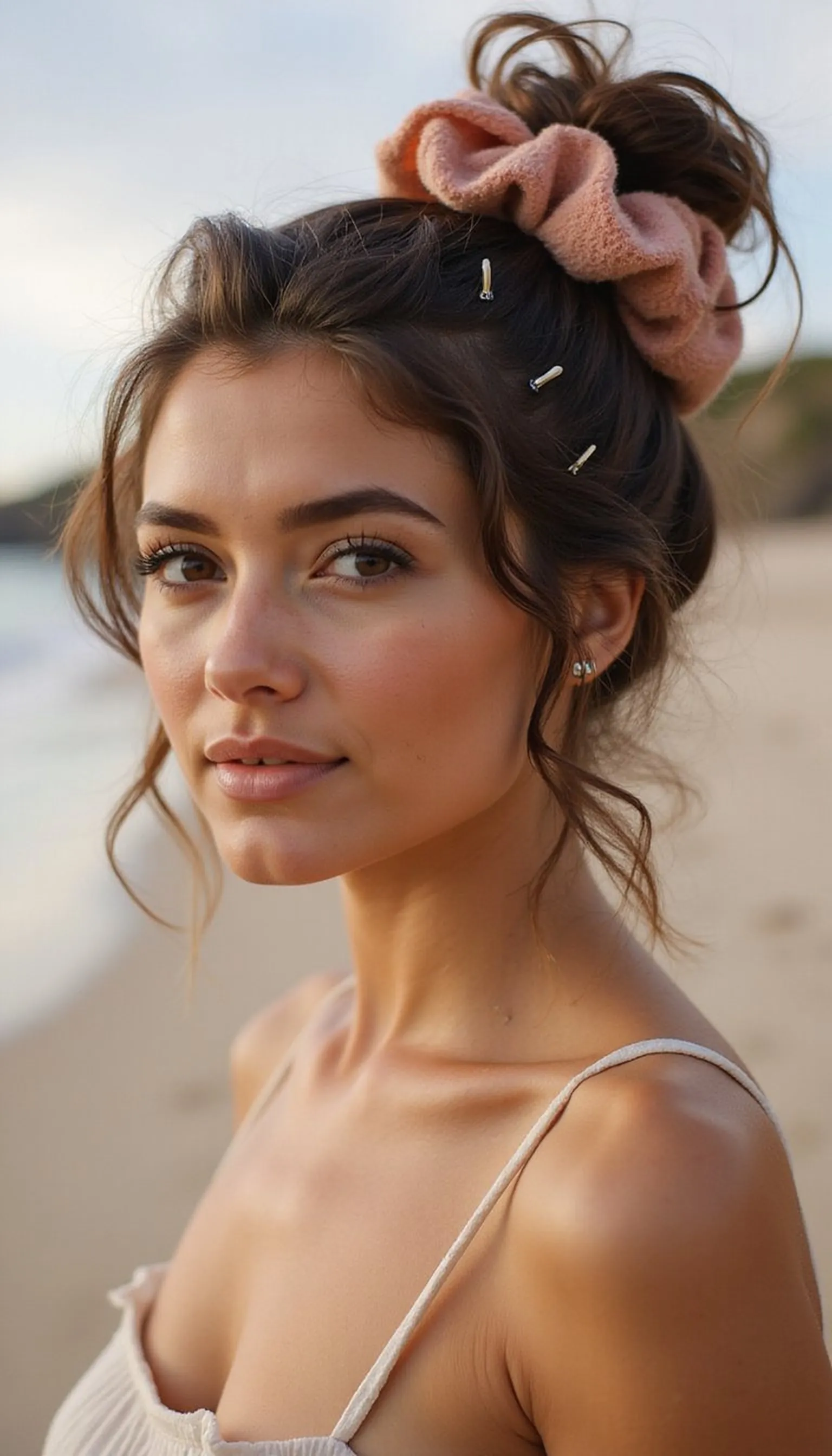 Beachy Messy Bun With Loose Waves