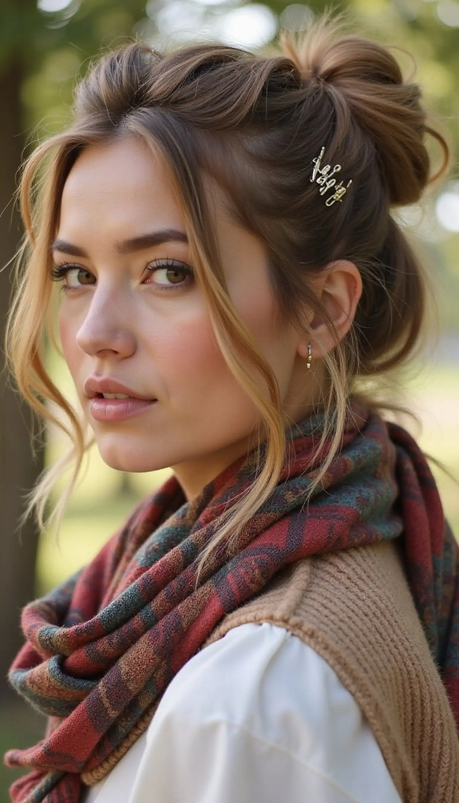 Boho Messy Bun With Scarf Accent