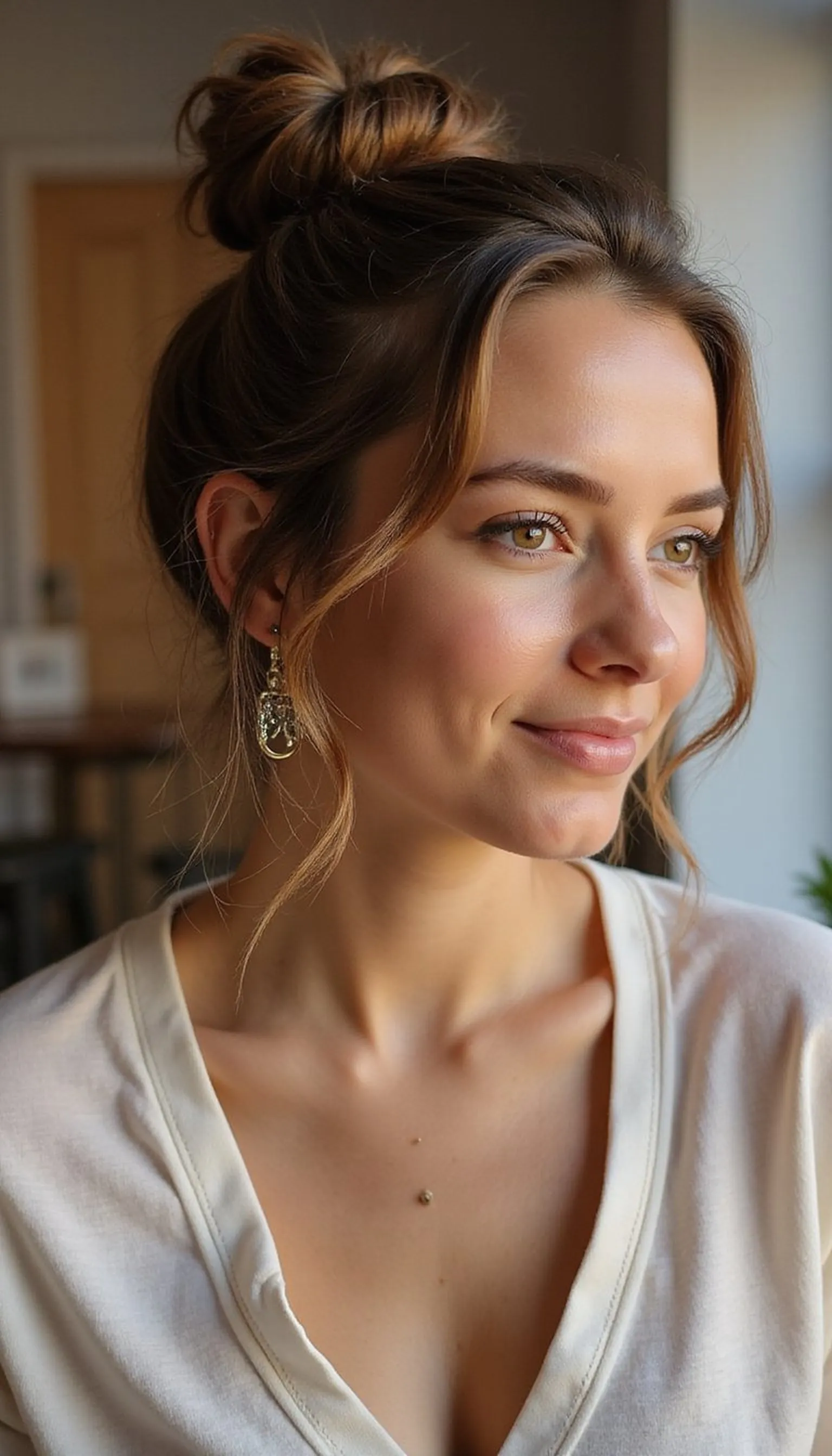 Half-Up Messy Bun For Effortless Chic