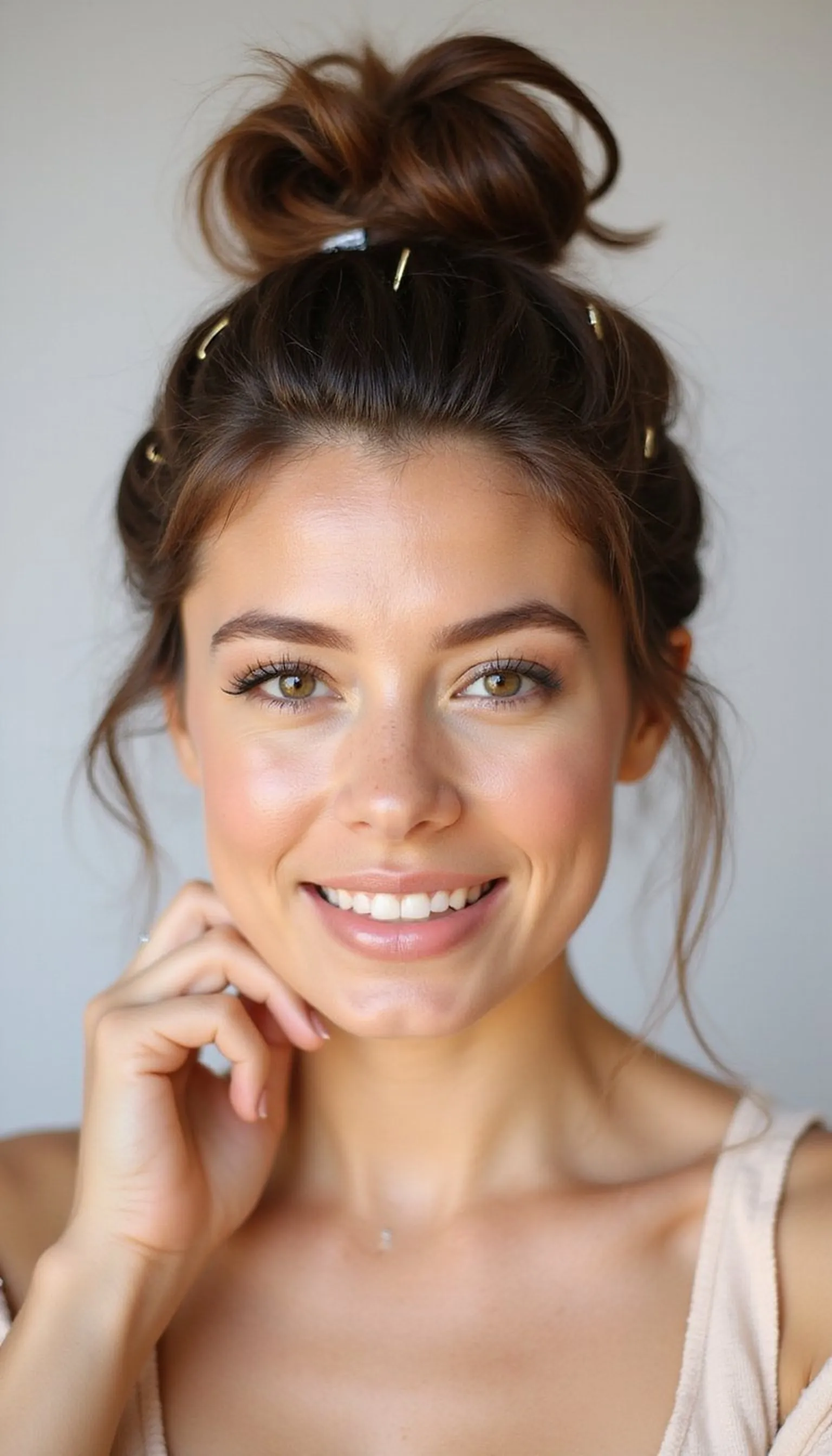 High Top Knot Messy Bun With Volume