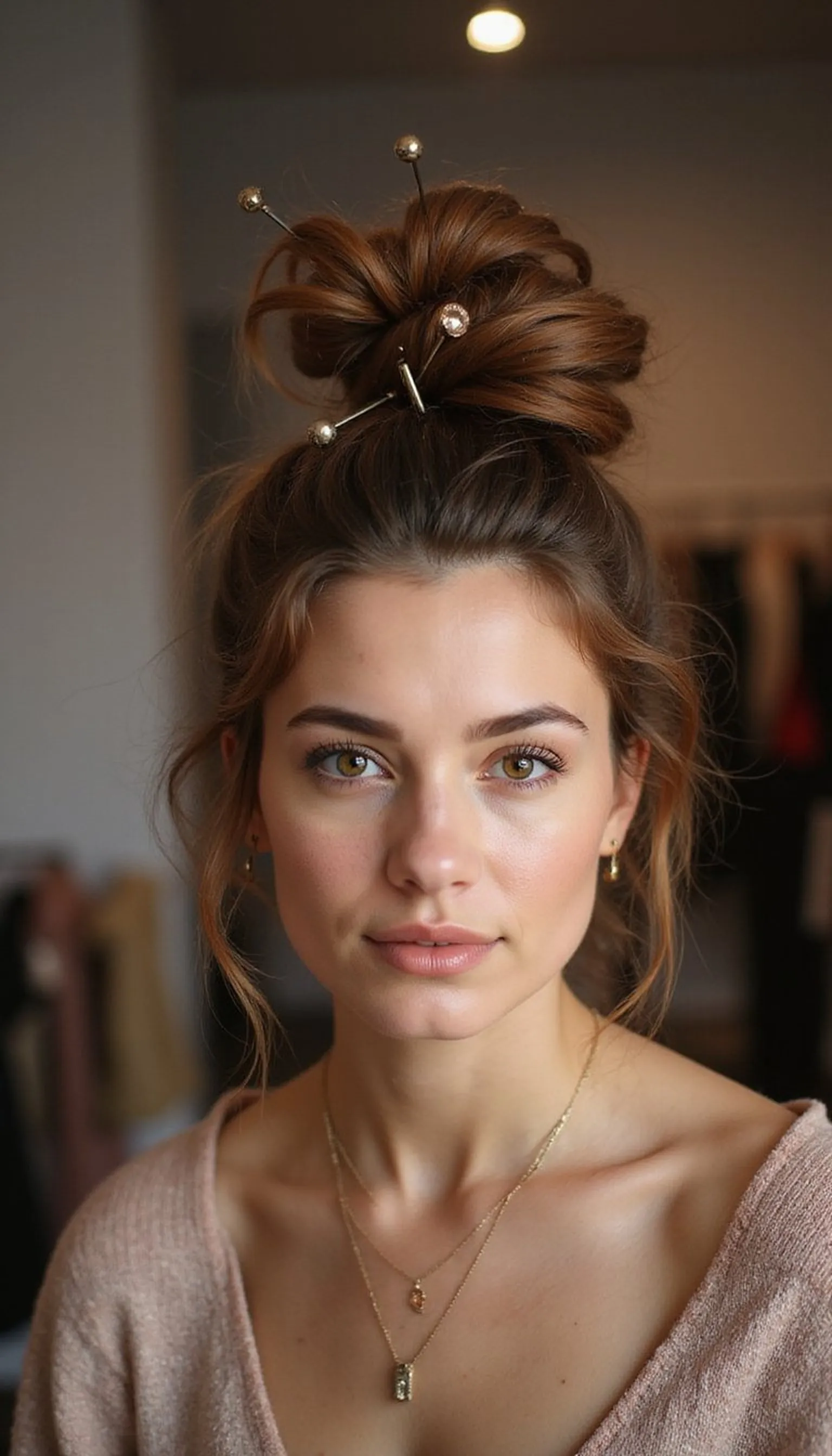 Knotted Messy Bun With Twists And Texture