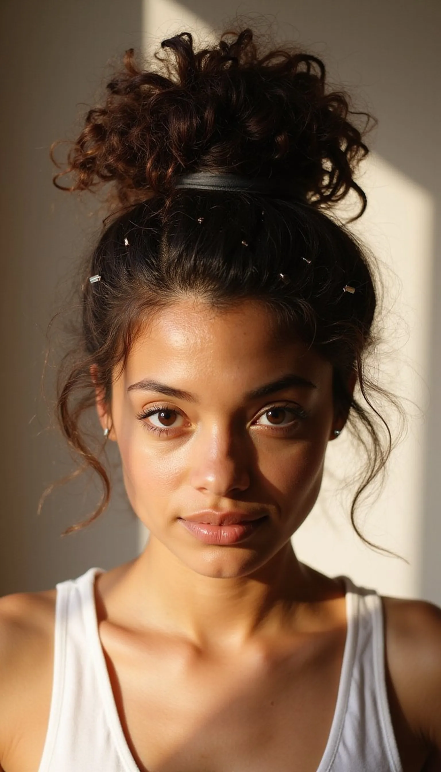 Textured Curly Messy Bun For Bounce