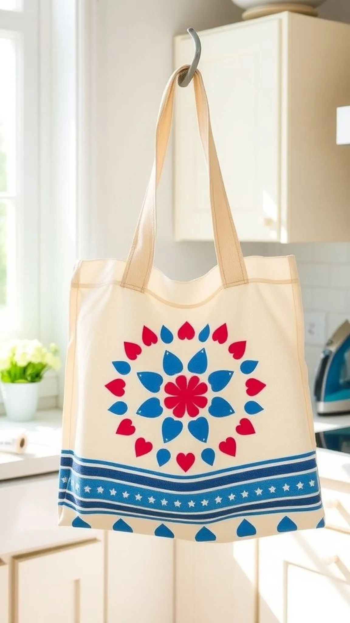 No-sew tote from a single tea towel