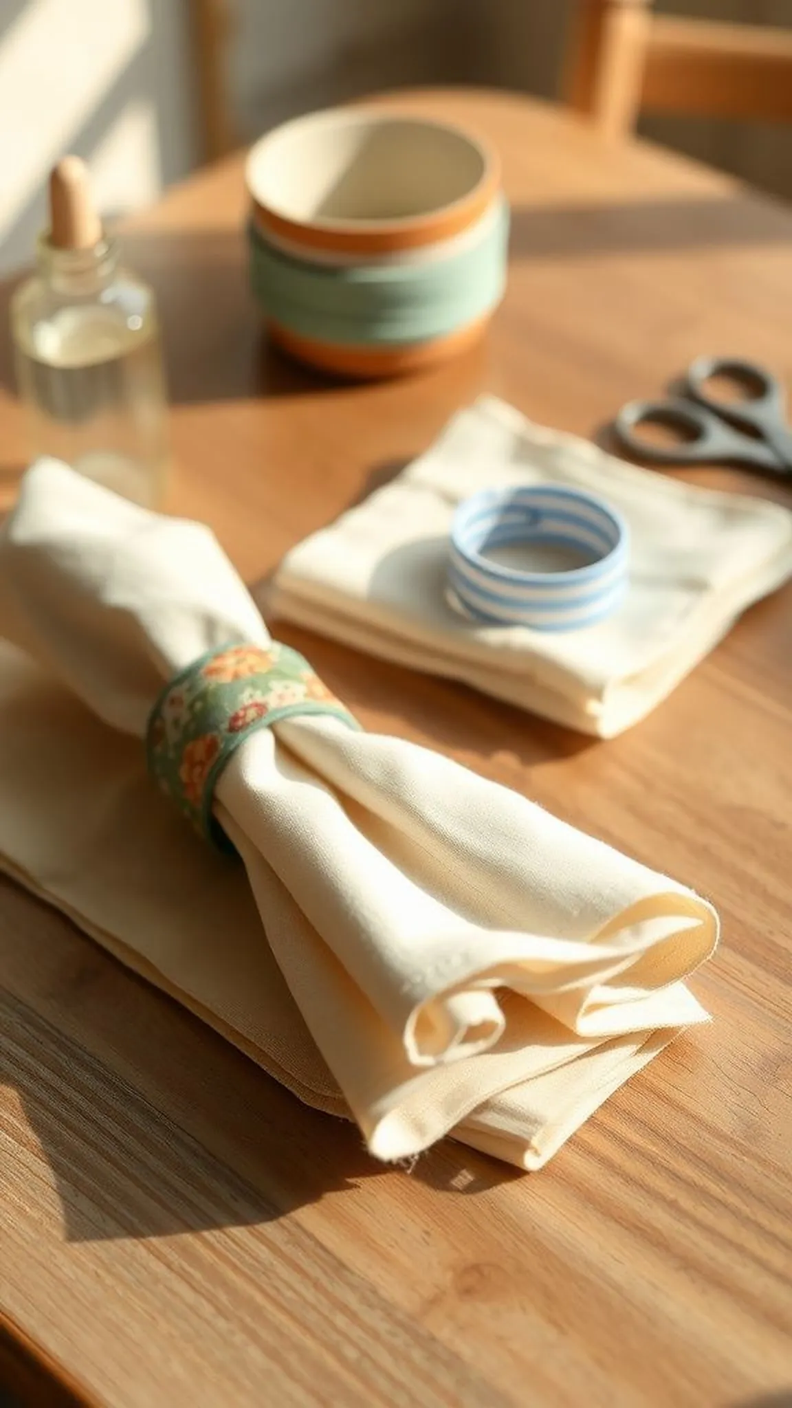 Quick fabric-wrapped napkin rings with flair