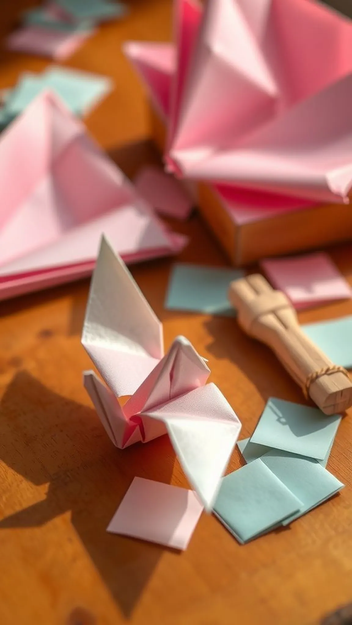 Fold a classic paper crane with gentle creases