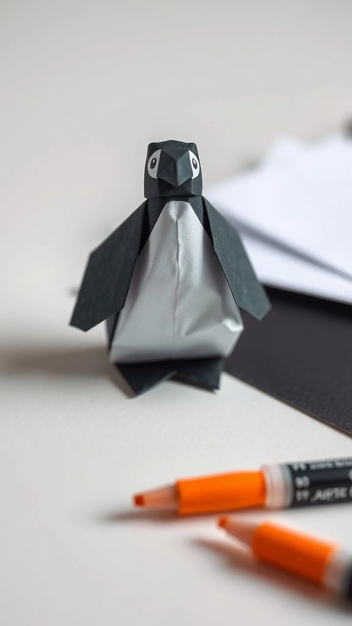 Minimal penguin with contrasting belly and tiny beak