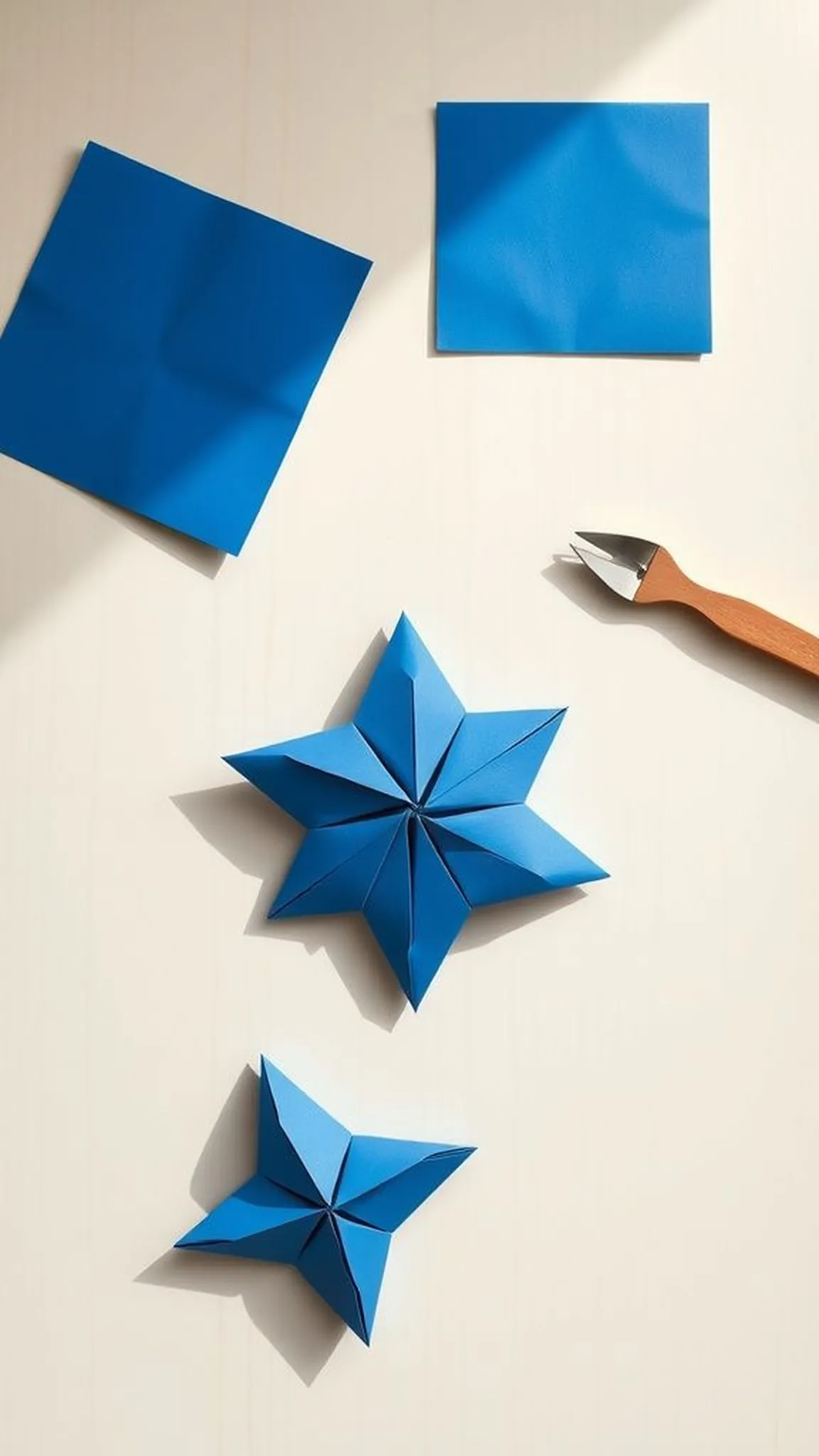 Flat five-point Kawasaki star folded from a square