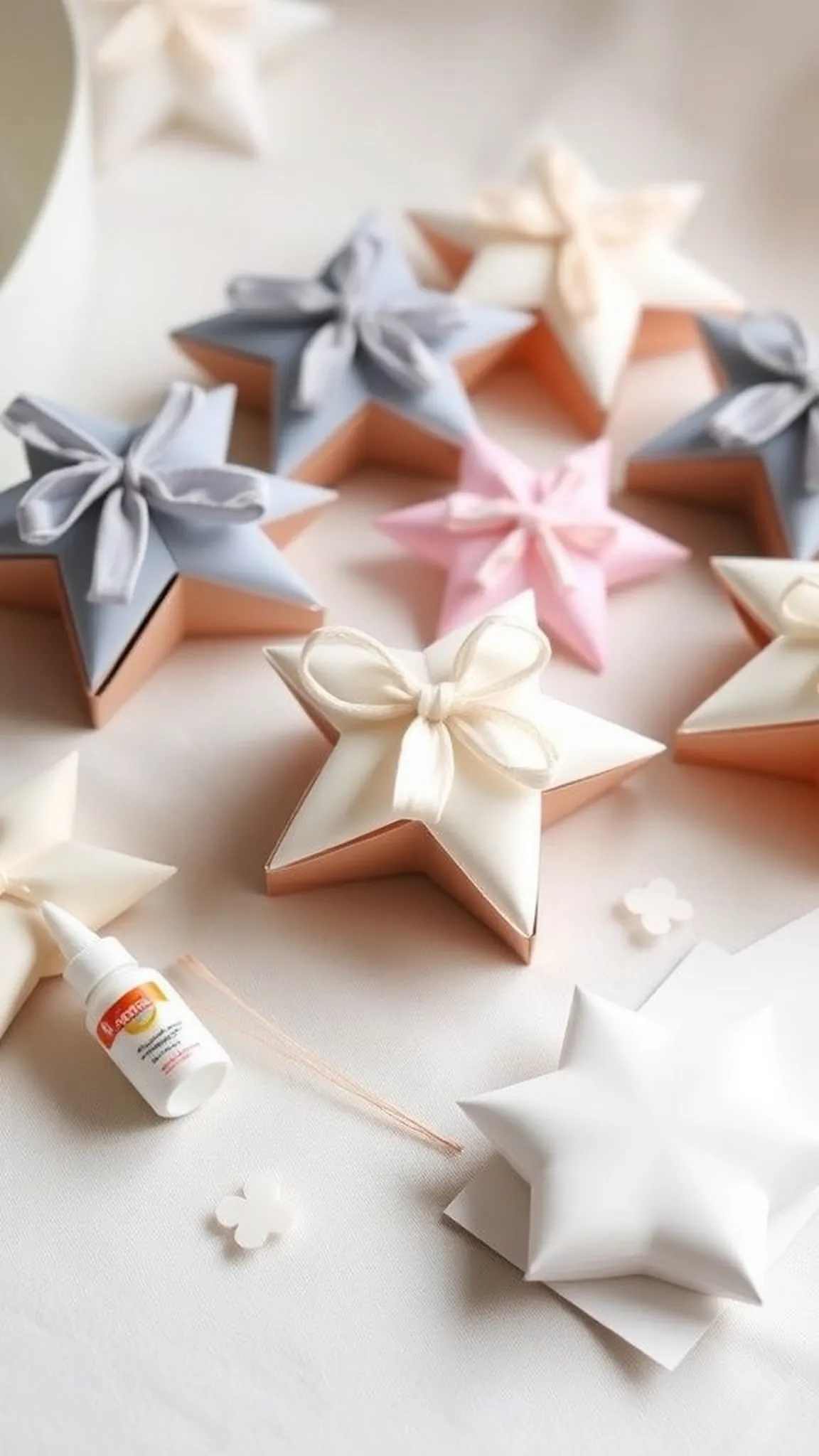 Folded star favor boxes with secret pockets