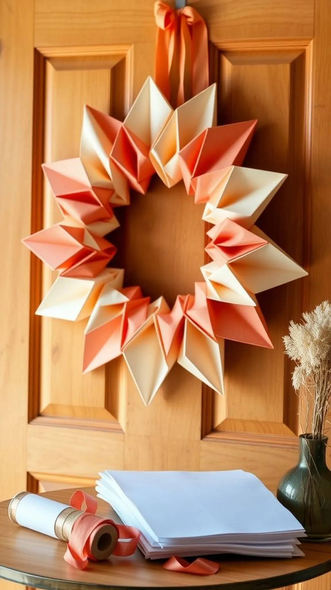 Folded star wreath made from repeated units