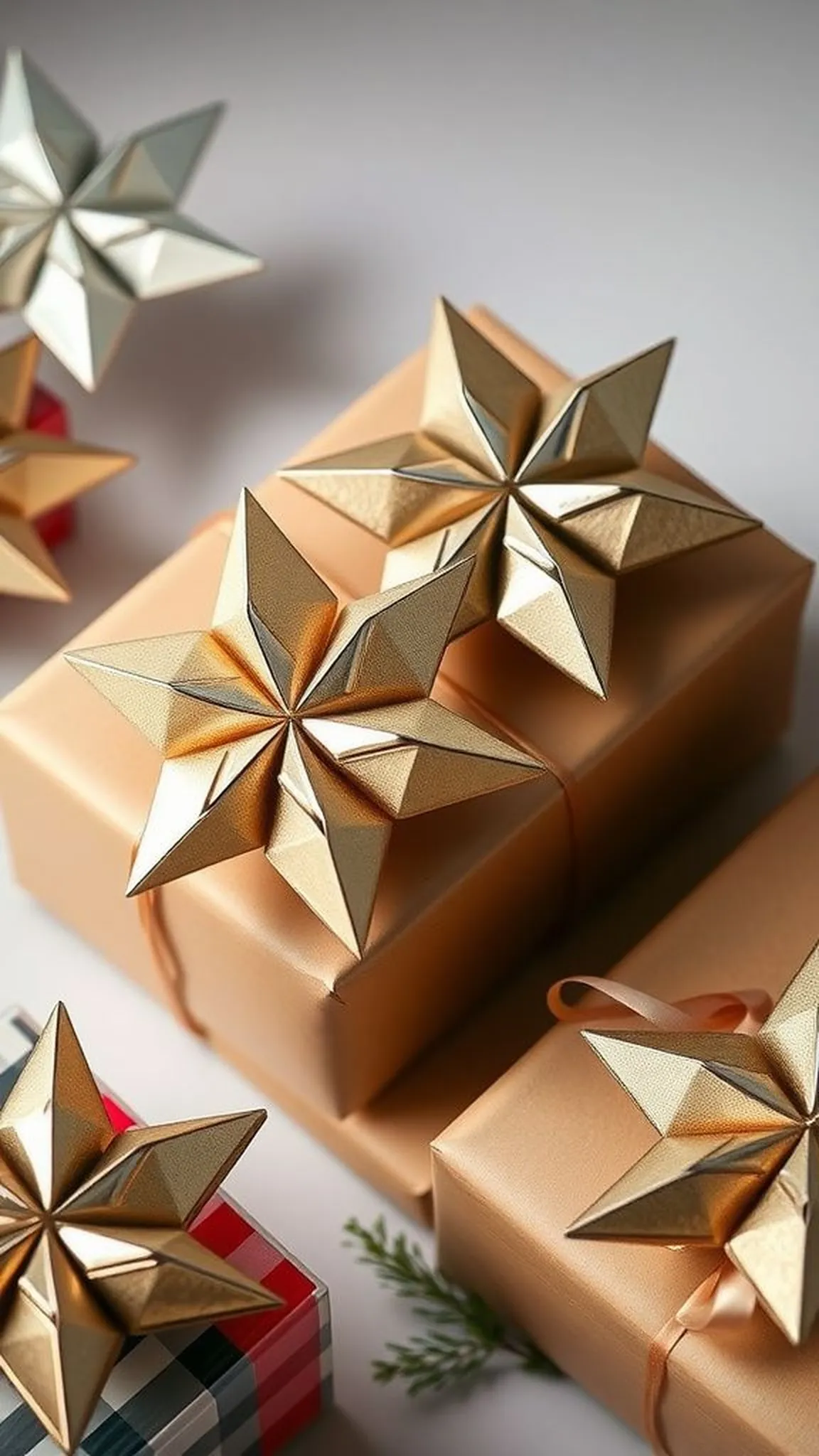 Nautical eight-point origami star for gift tags