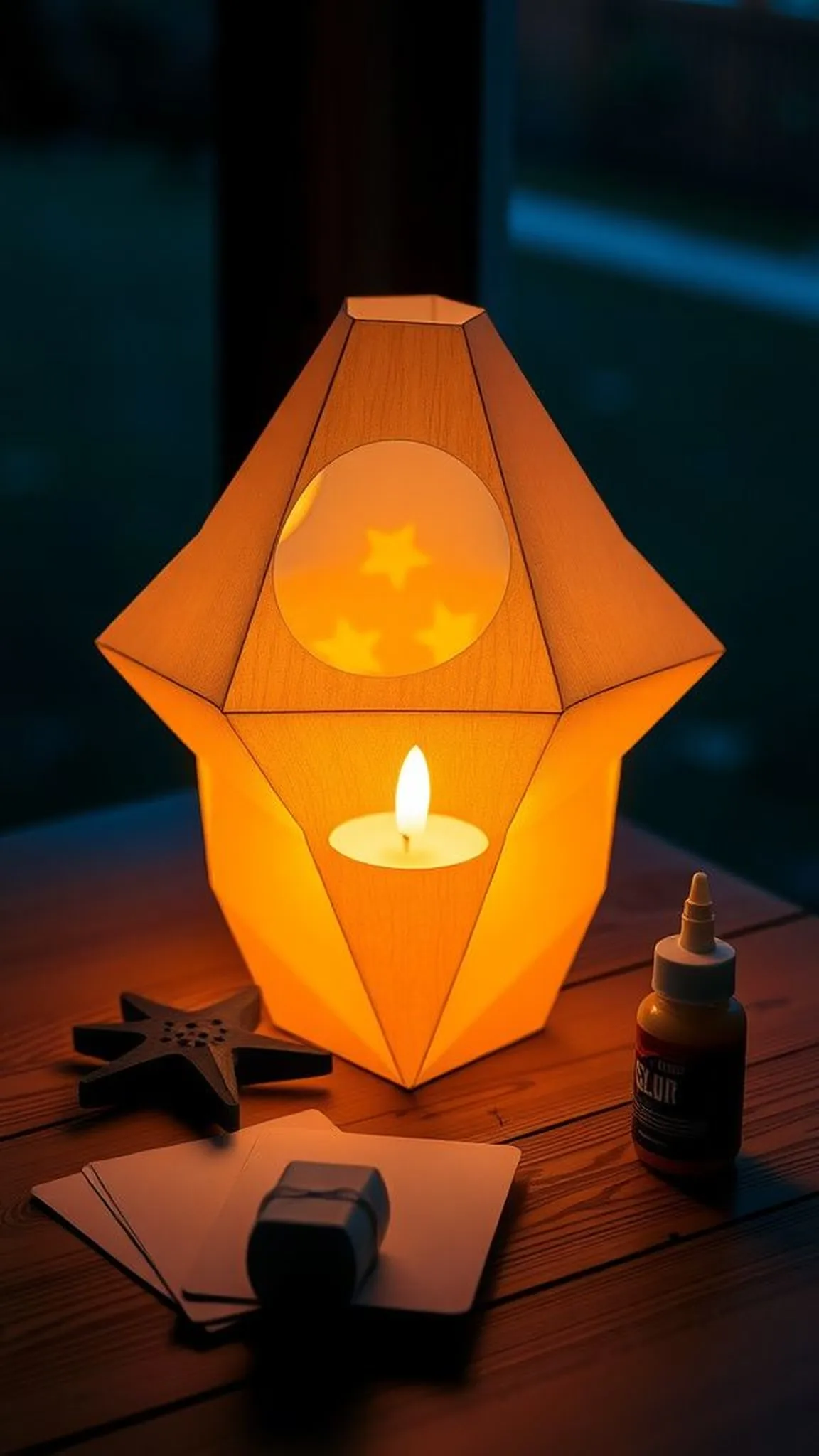 Paper star lantern with cutout glow