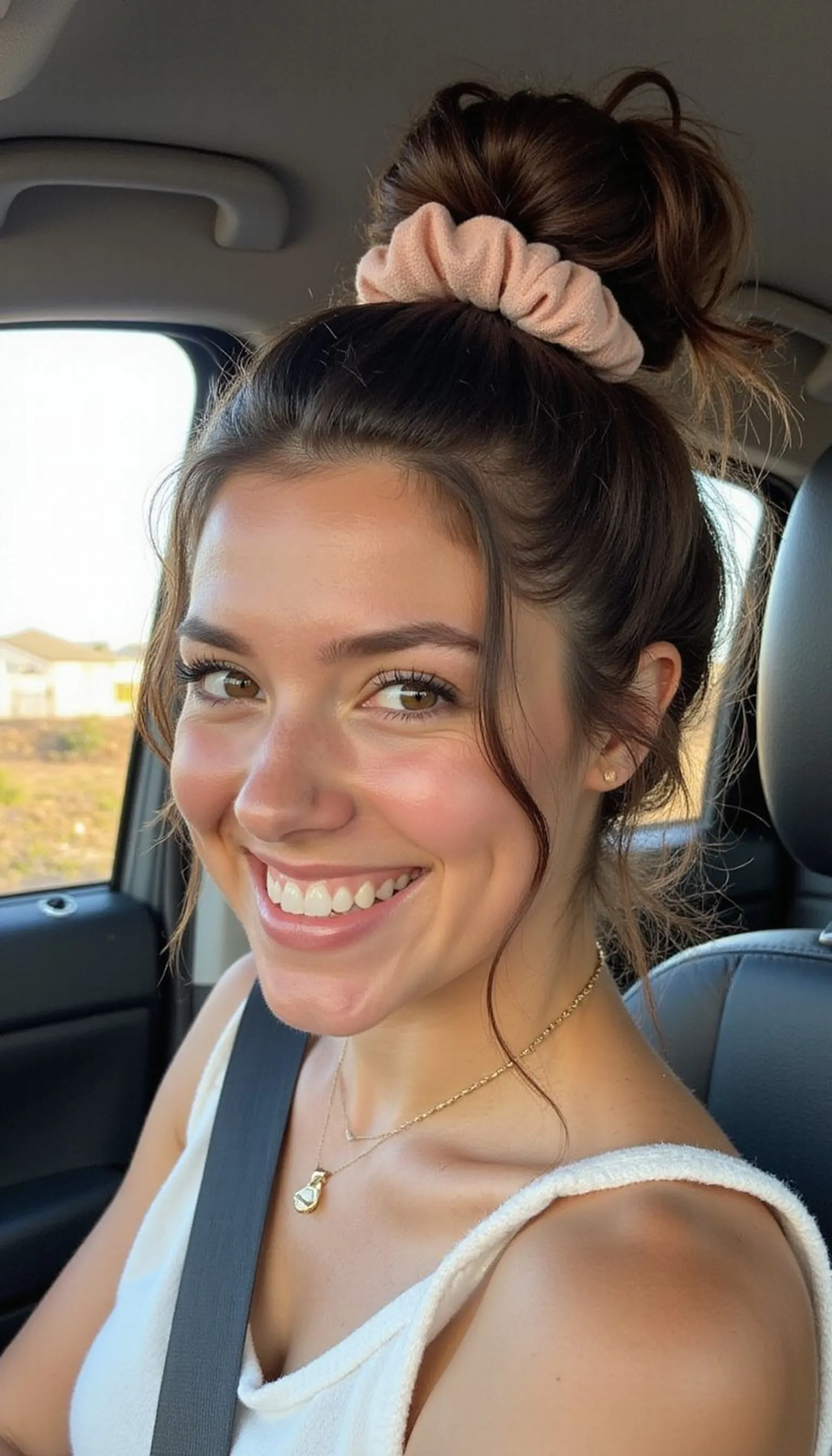 Quick Scrunchie Messy Bun For Drivers