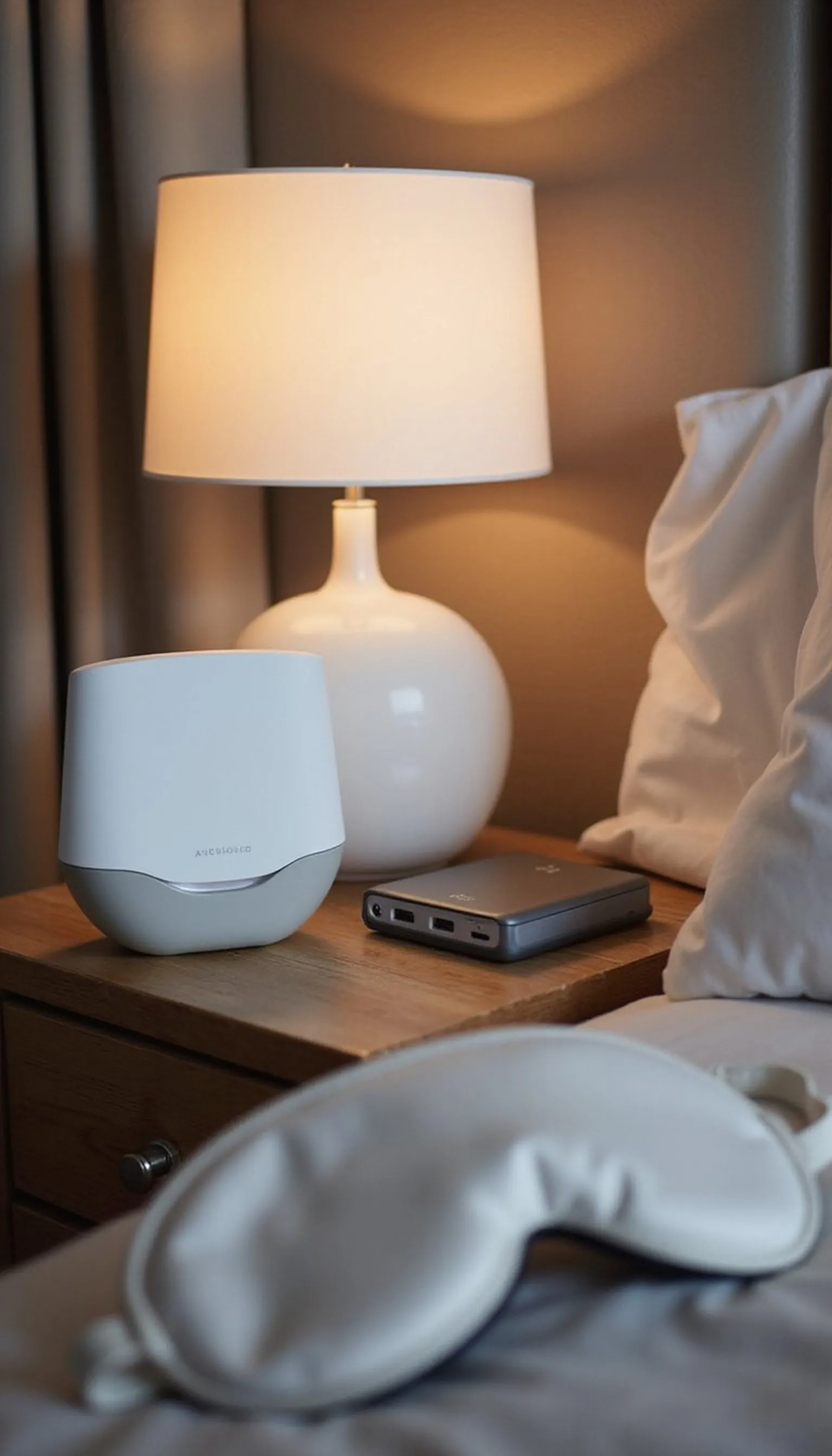Portable white noise device for calmer sleep