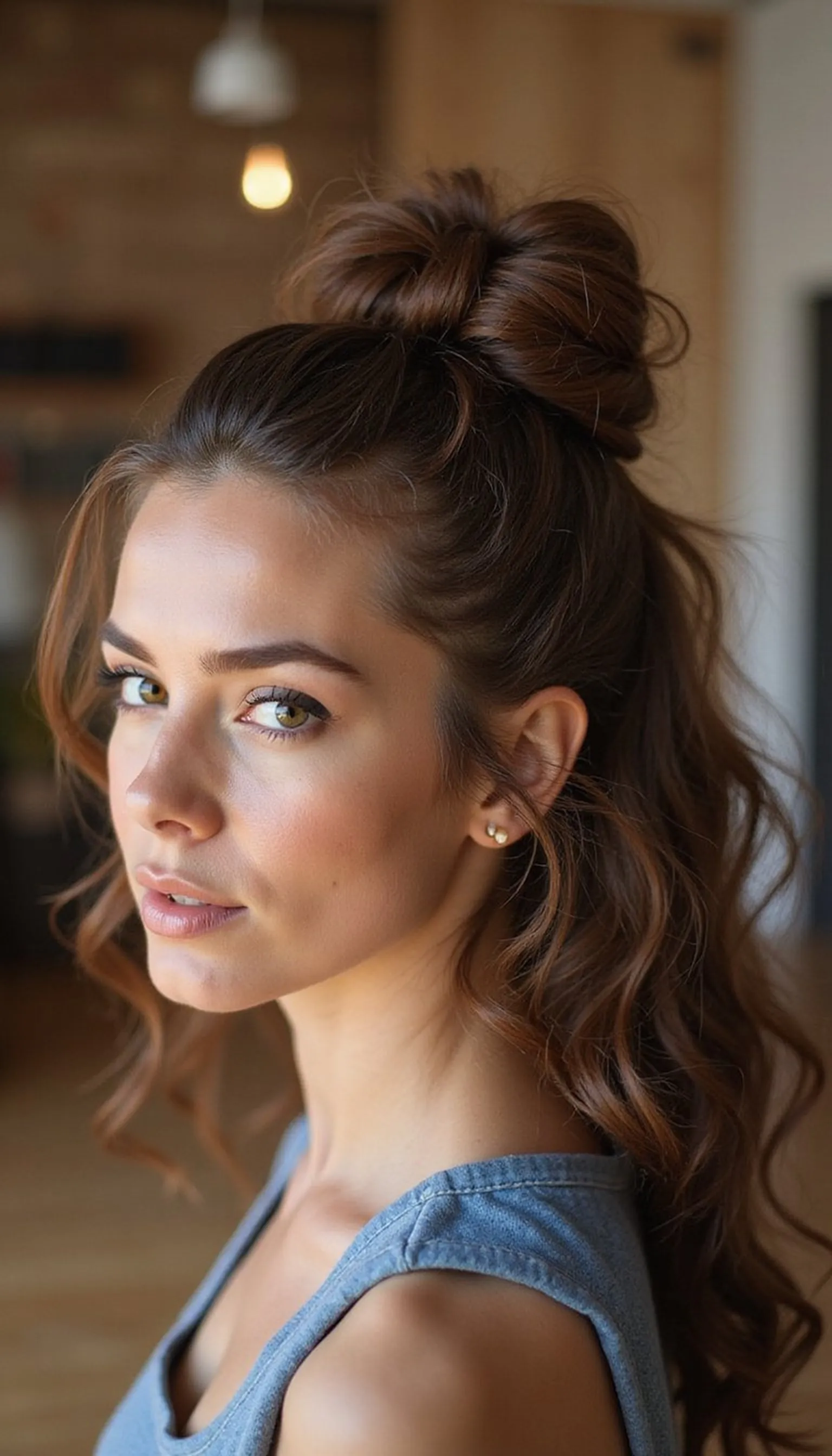 Top Knot With Curly Ponytail Drop