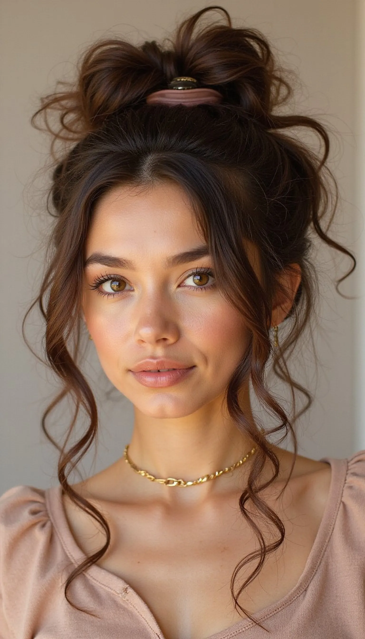 Voluminous Mid-Level Curly Ponytail With Claw Clip