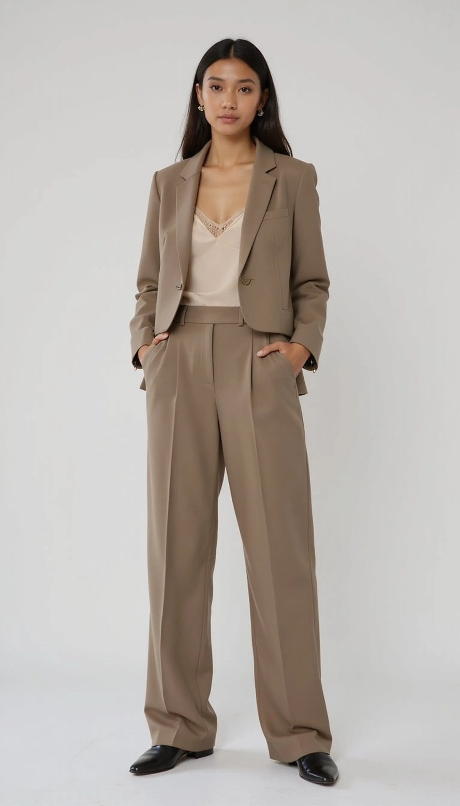 Cropped blazer with high-waist trousers - modern lines