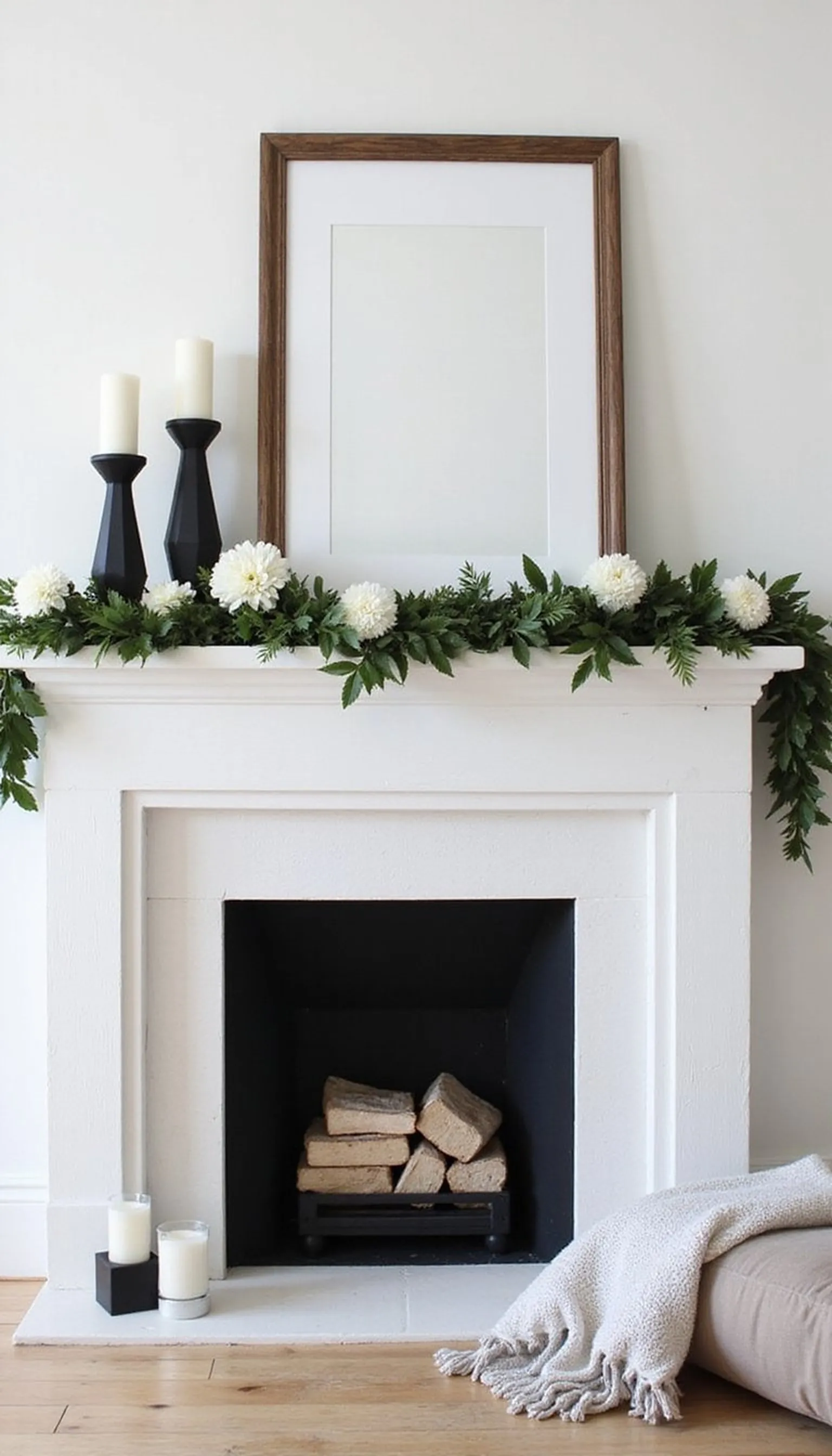 Black-and-white modern mantel: bold and simple