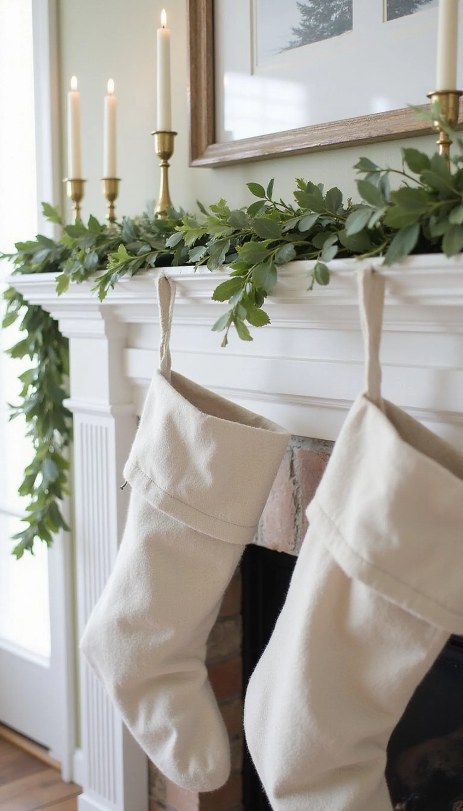 Classic eucalyptus with brass taper candles