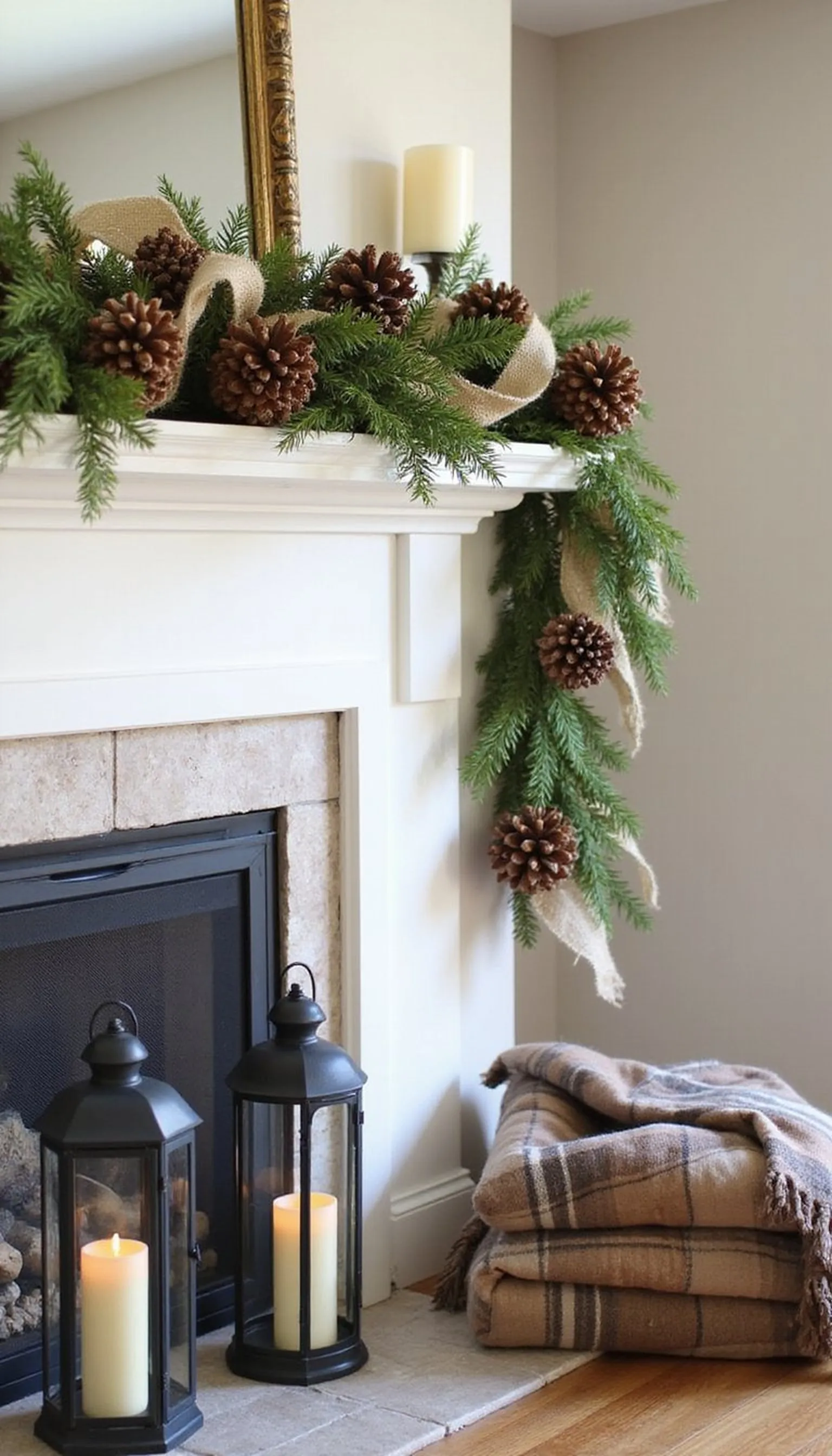 Pinecone and burlap: rustic winter warmth