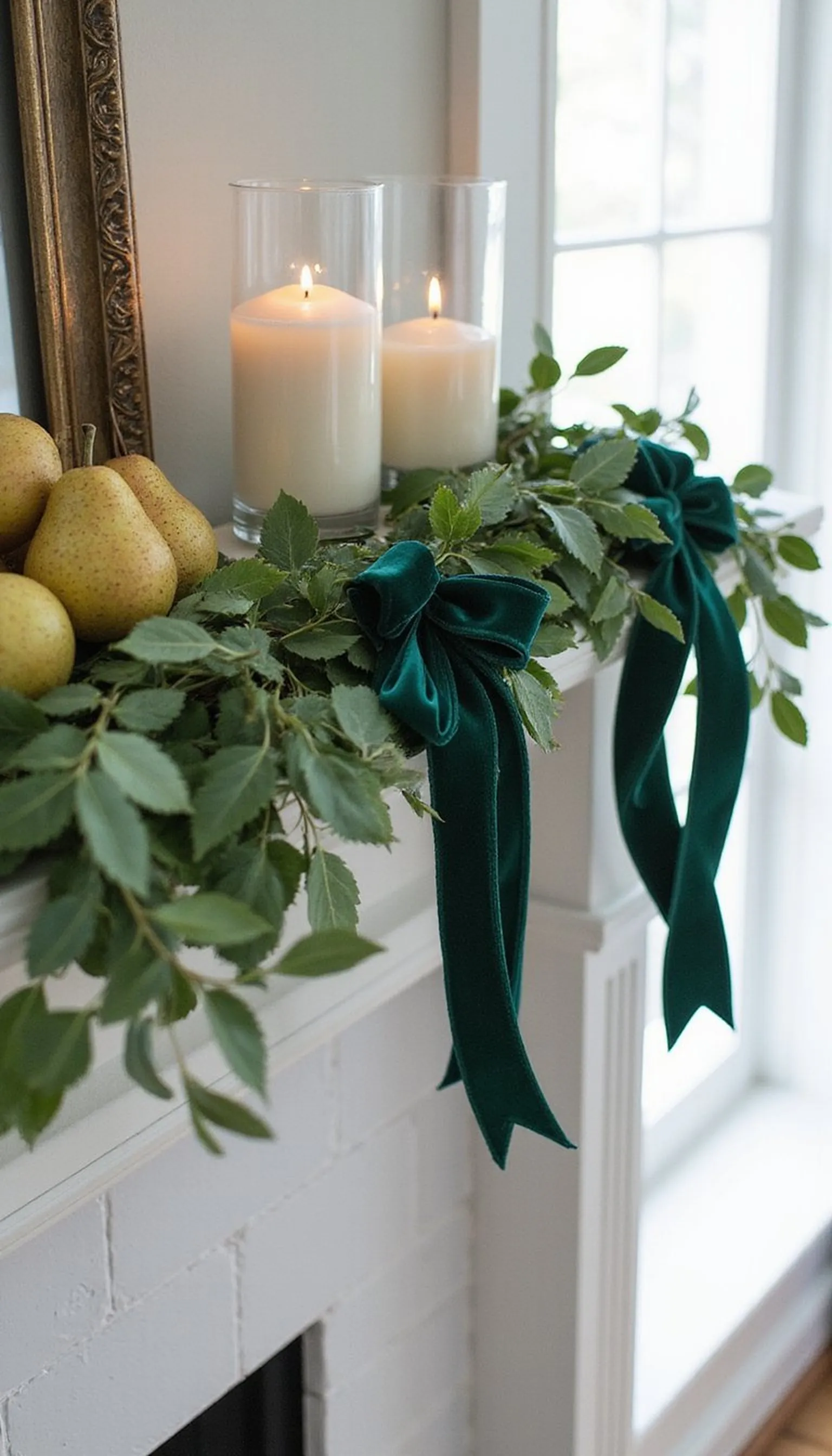 Velvet ribbon and faux pears: elegant fruit flair