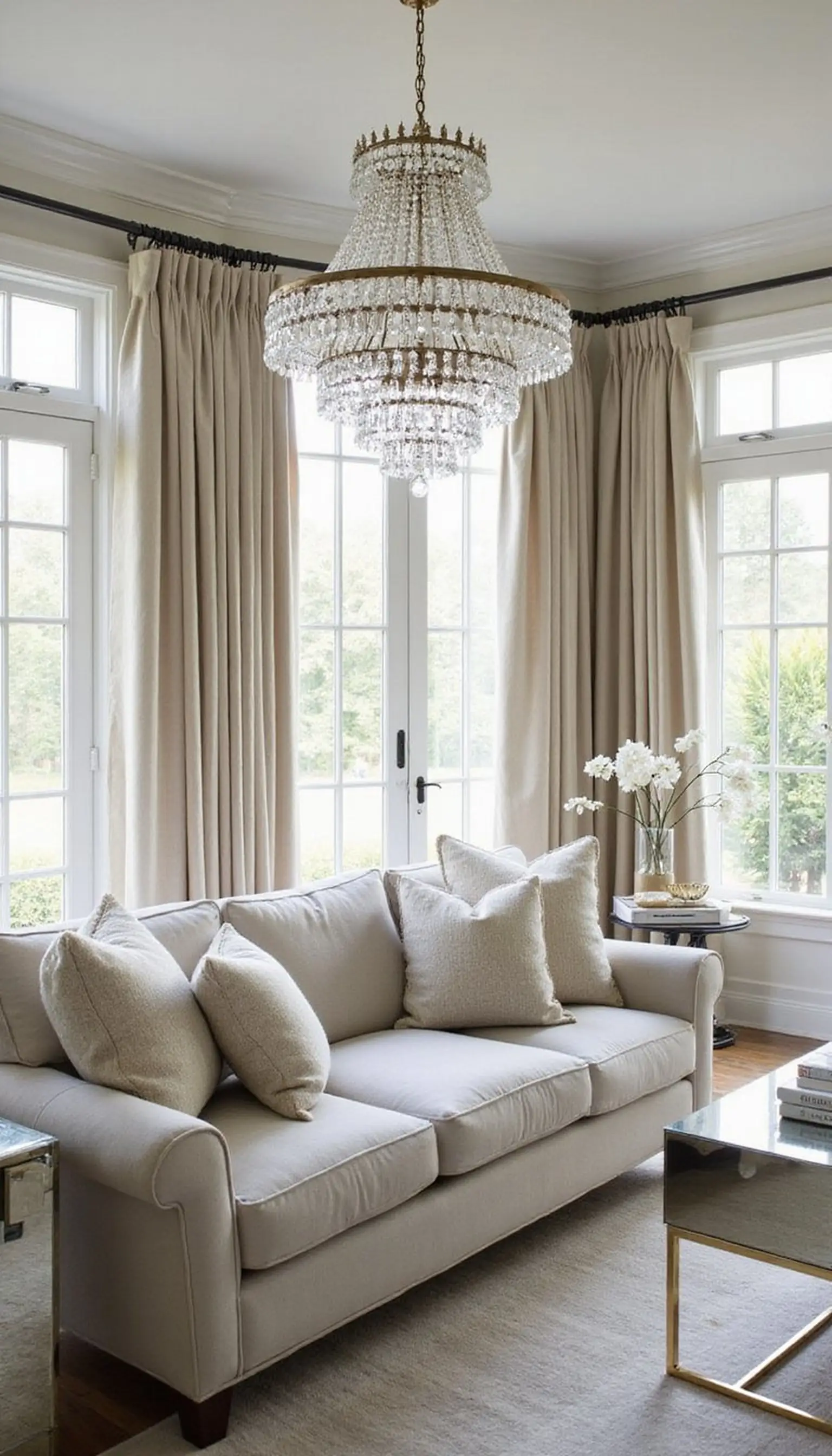 Crystal chandelier as the main focal point