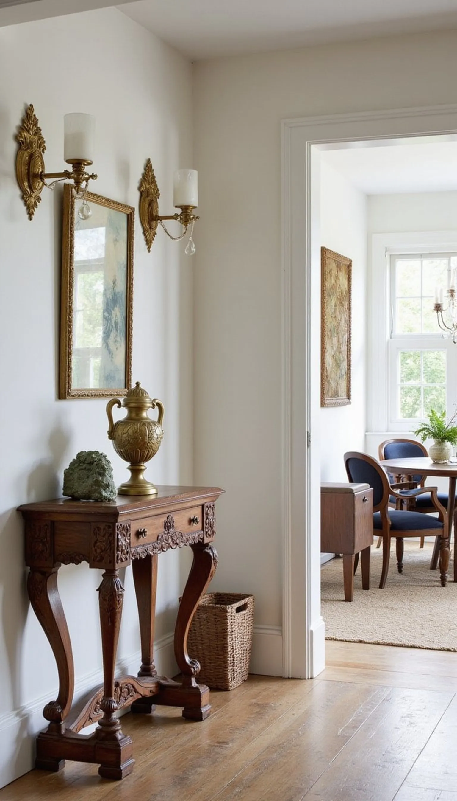 Formal crossover: console table linking dining and living