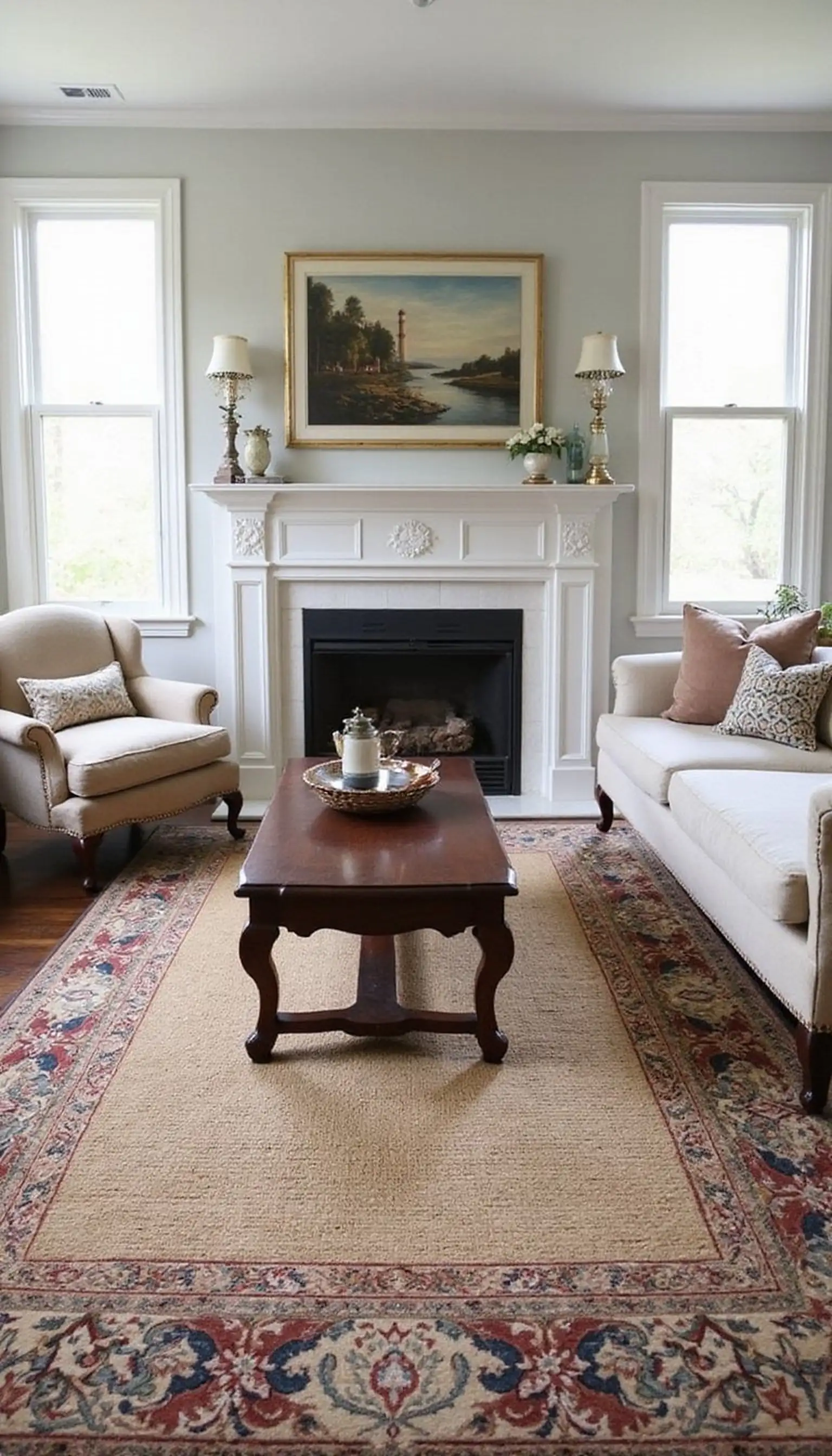 Layered rugs: Persian carpet meets sisal base