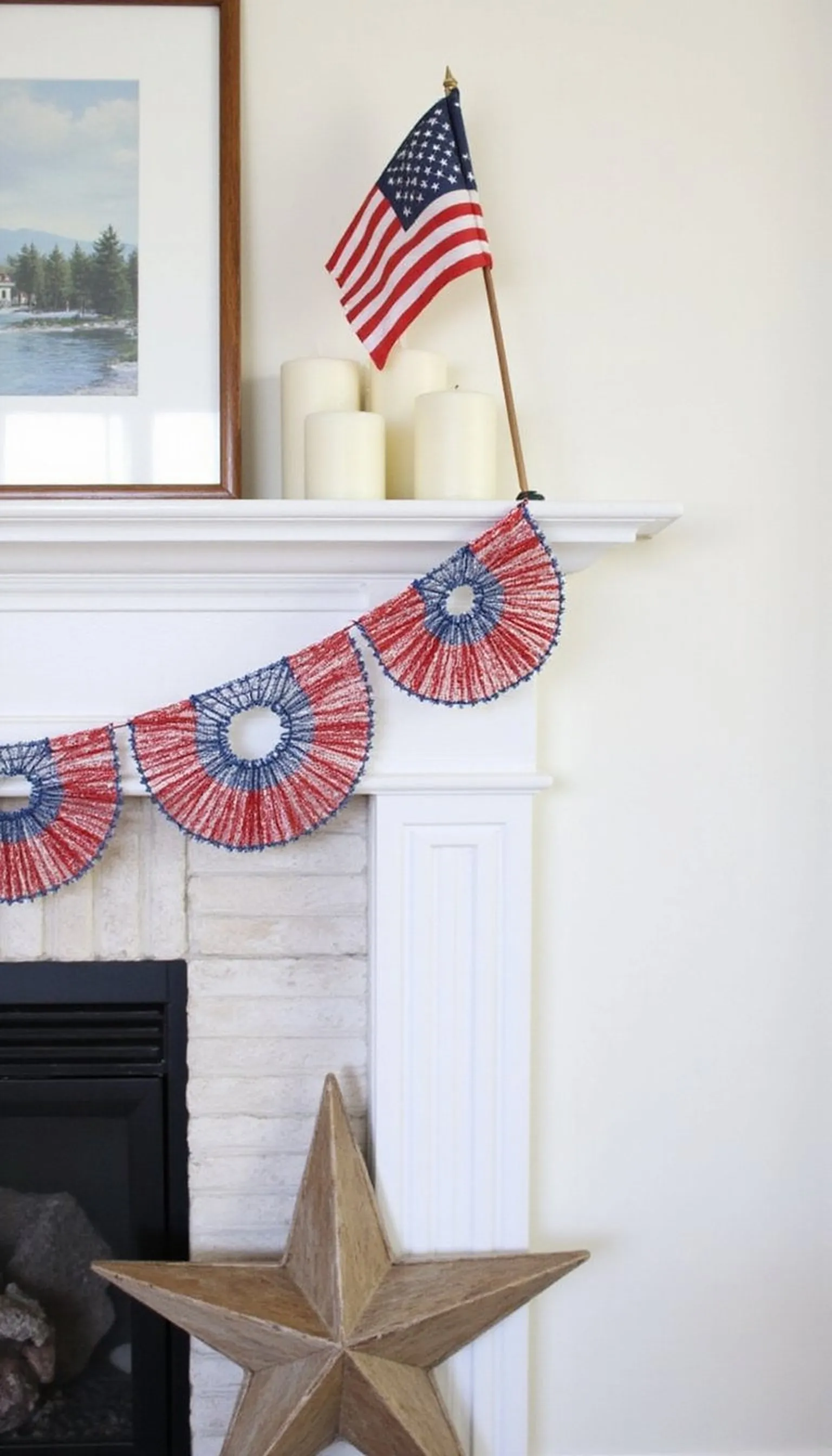 Classic Flag Focal Mantel with Candles
