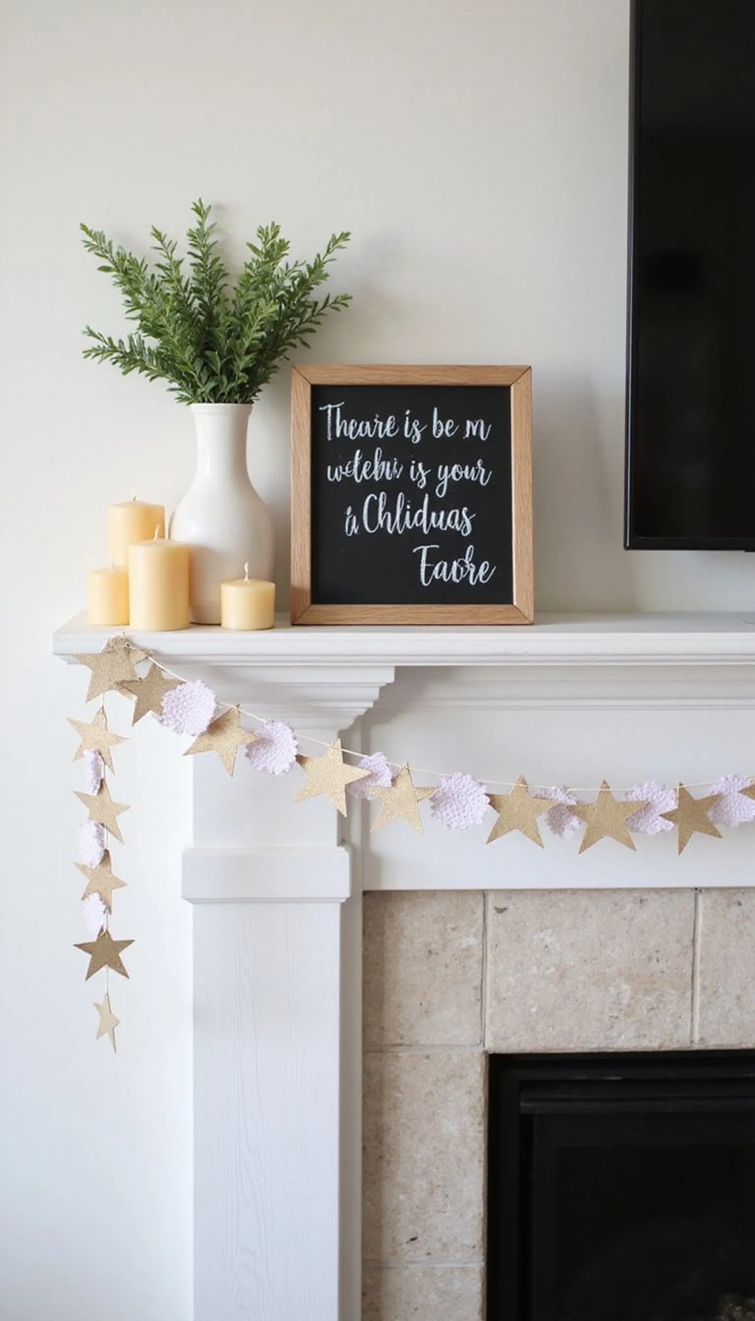 Kids-Friendly Crafty Mantel with Chalk Sign
