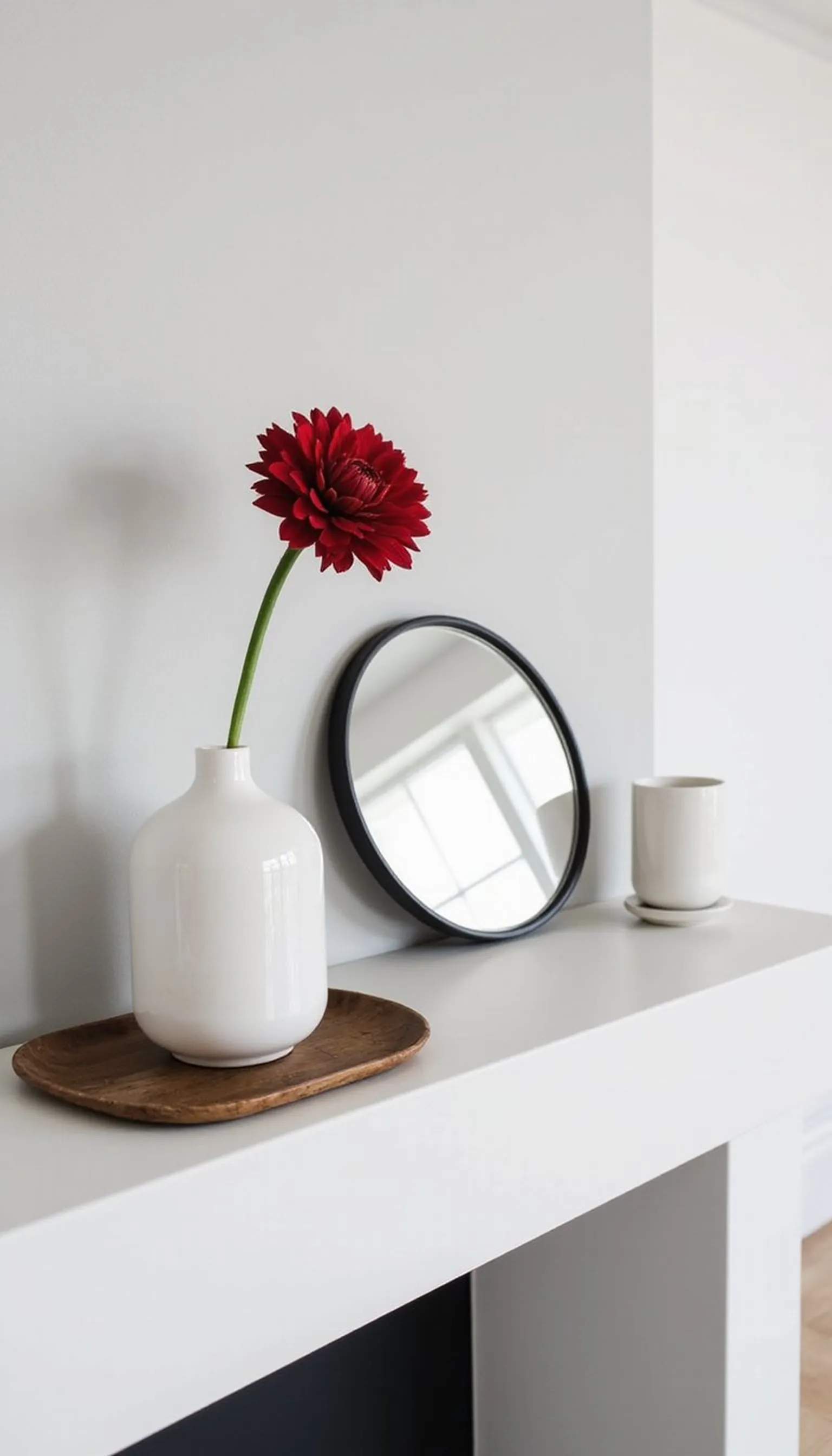 Modern Minimal Red Accent Mantel