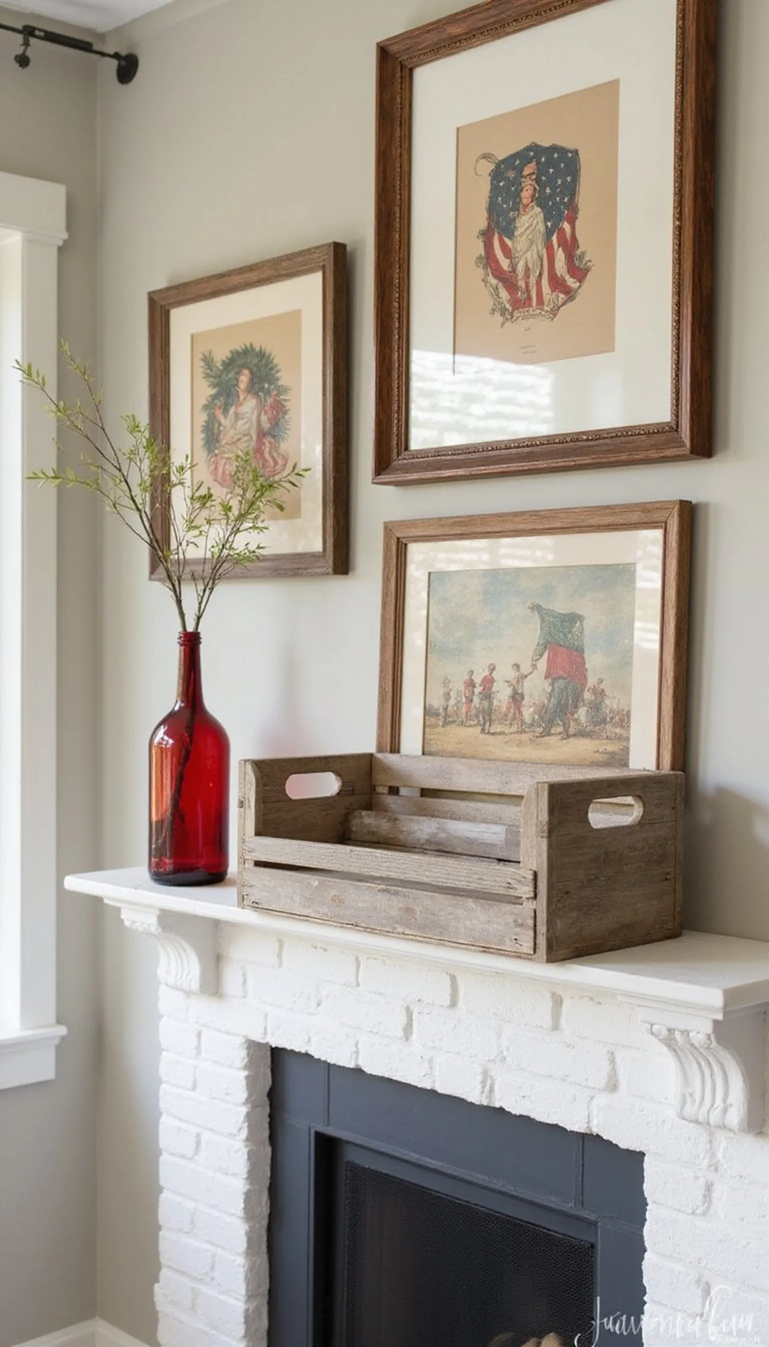 Vintage Americana Poster Gallery Mantel
