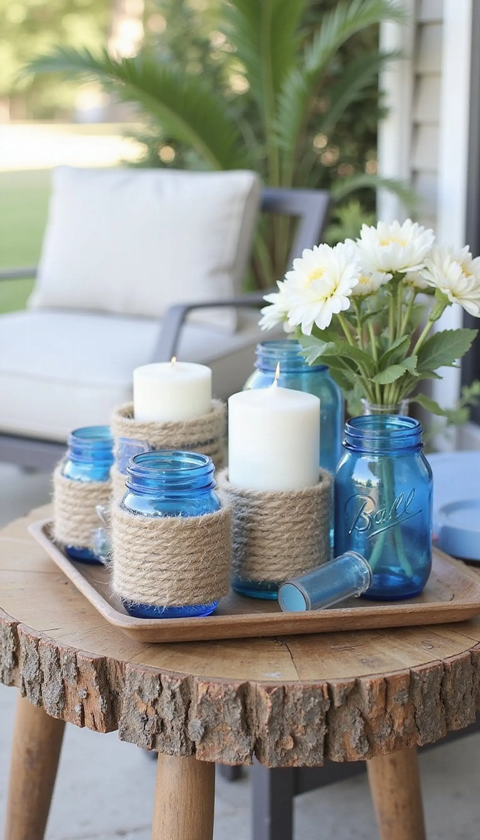 Nautical Rope-Wrapped Mason Jars